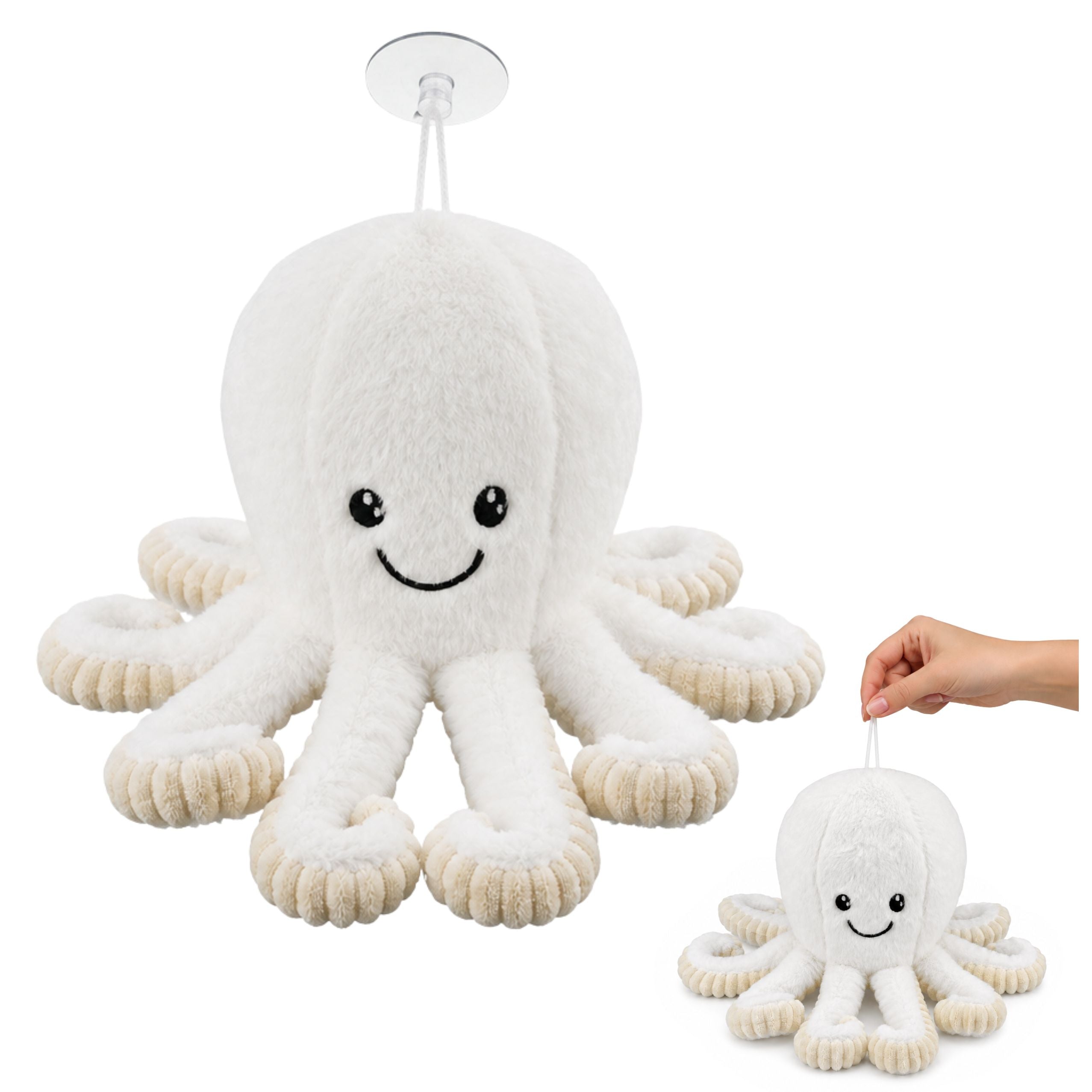 Plush Octopus Plush Toy With Suction Cup White 16 Cm