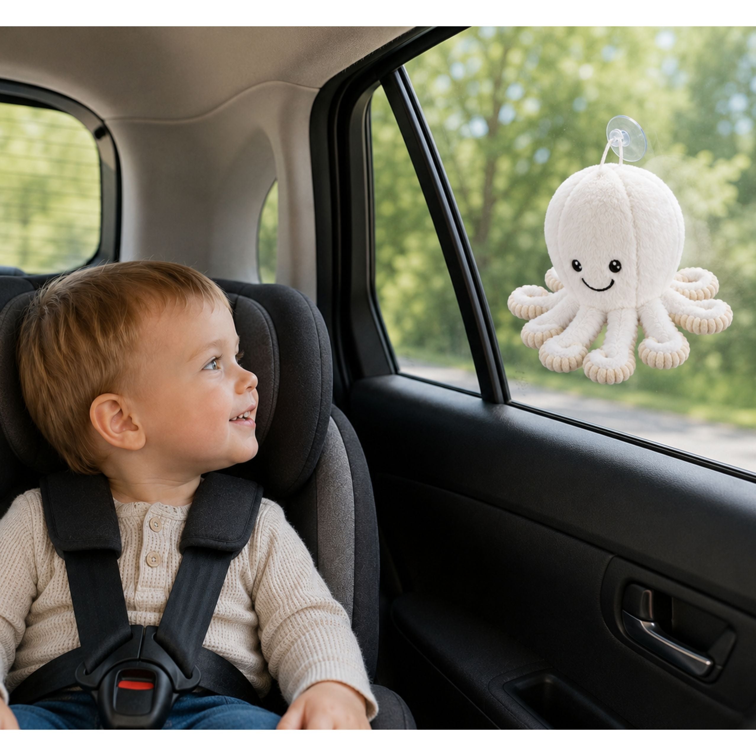 Plush Octopus Plush Toy With Suction Cup White 16 Cm