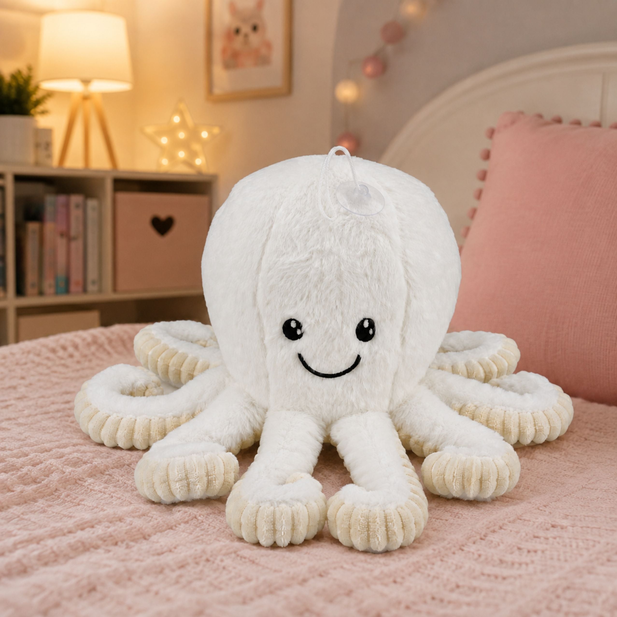 Plush Octopus Plush Toy With Suction Cup White 16 Cm