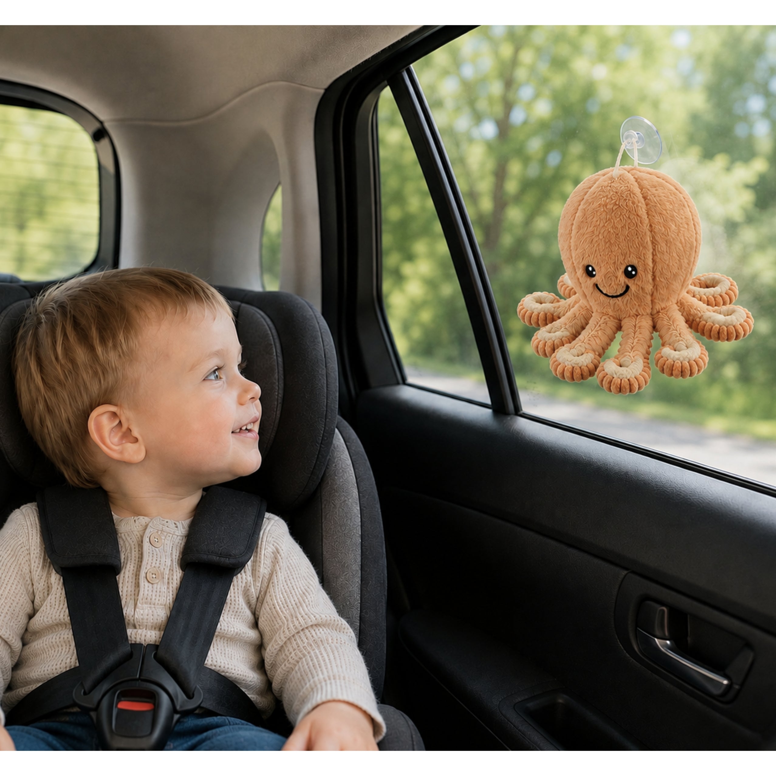 Plush Octopus Cuddly Toy With Suction Cup Beige 16 Cm