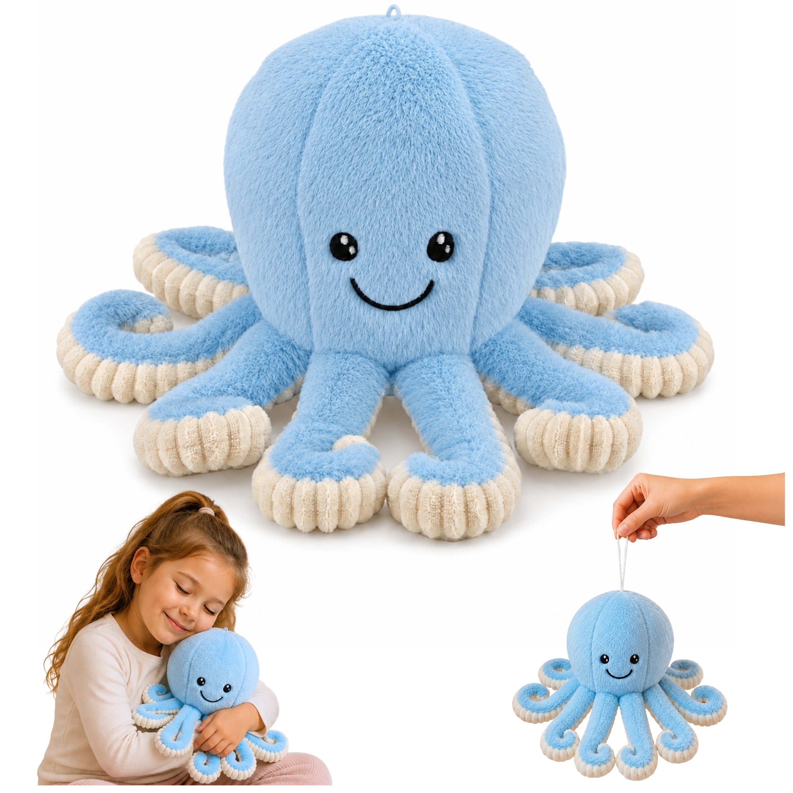 Plush Octopus Plush Toy Cuddly Toy With Elastic Tentacles Blue 30 Cm