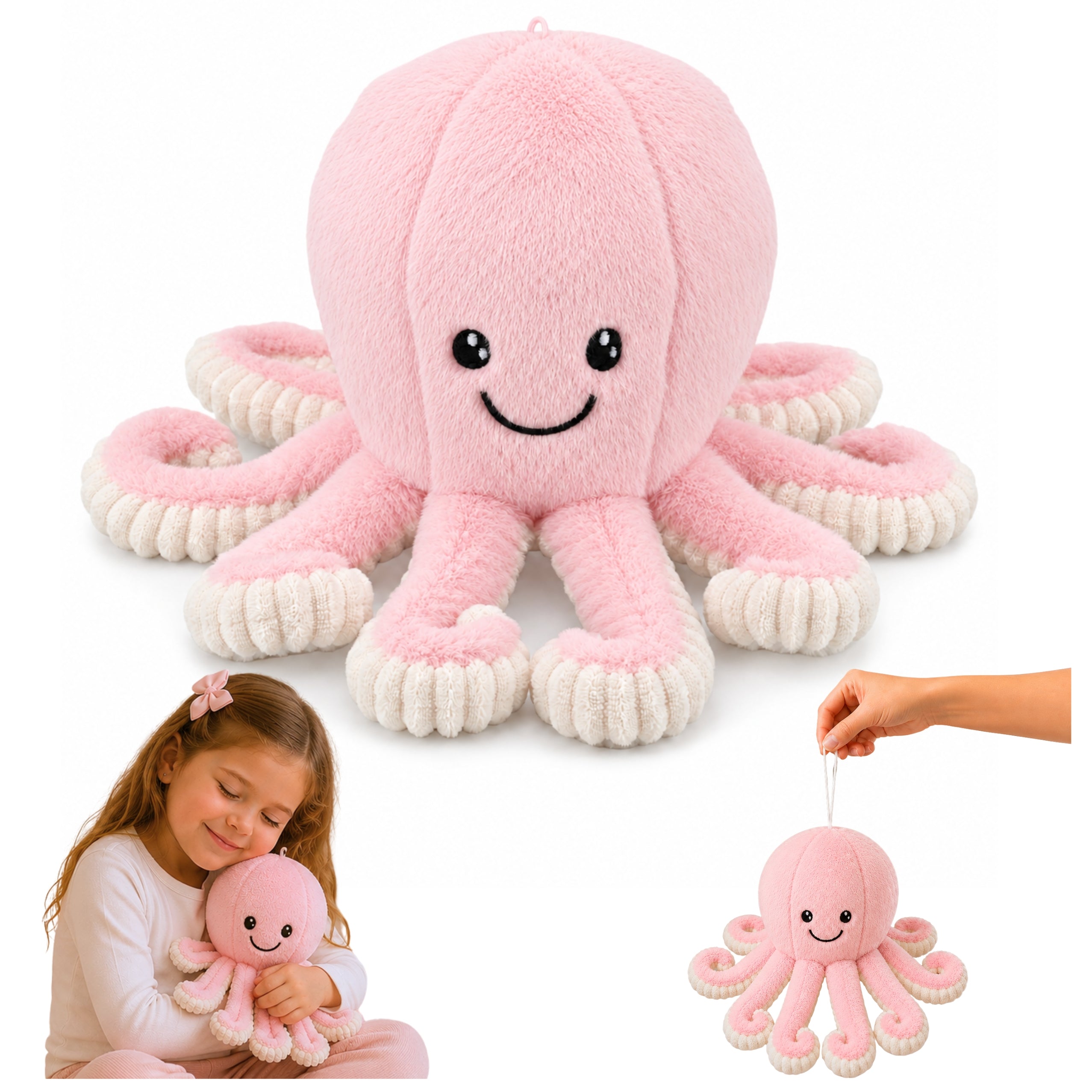 Plush Octopus Plush Toy Cuddly Toy With Elastic Tentacles Pink 30 Cm