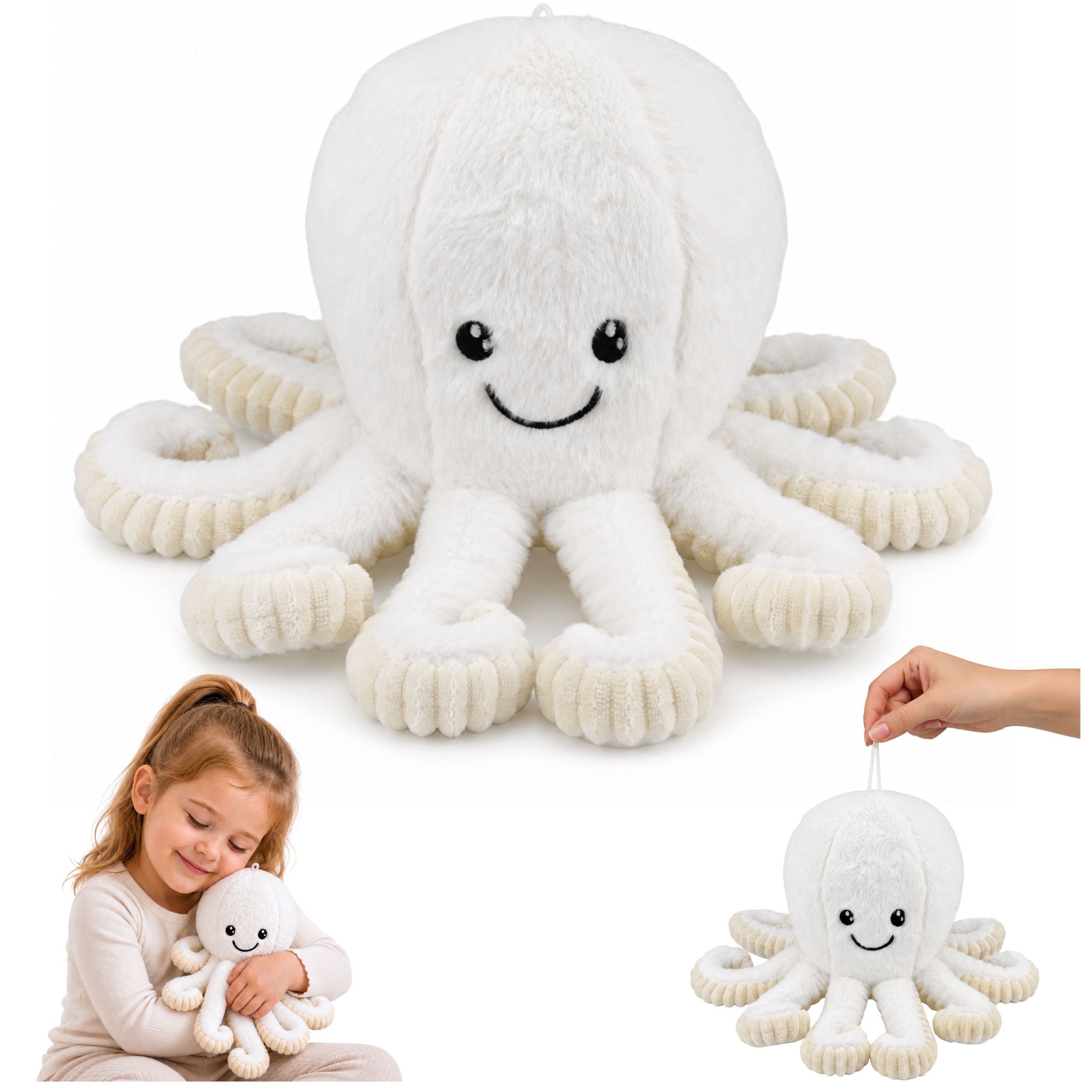 Plush Octopus Plush Toy Cuddly Toy With Elastic Tentacles White 30 Cm