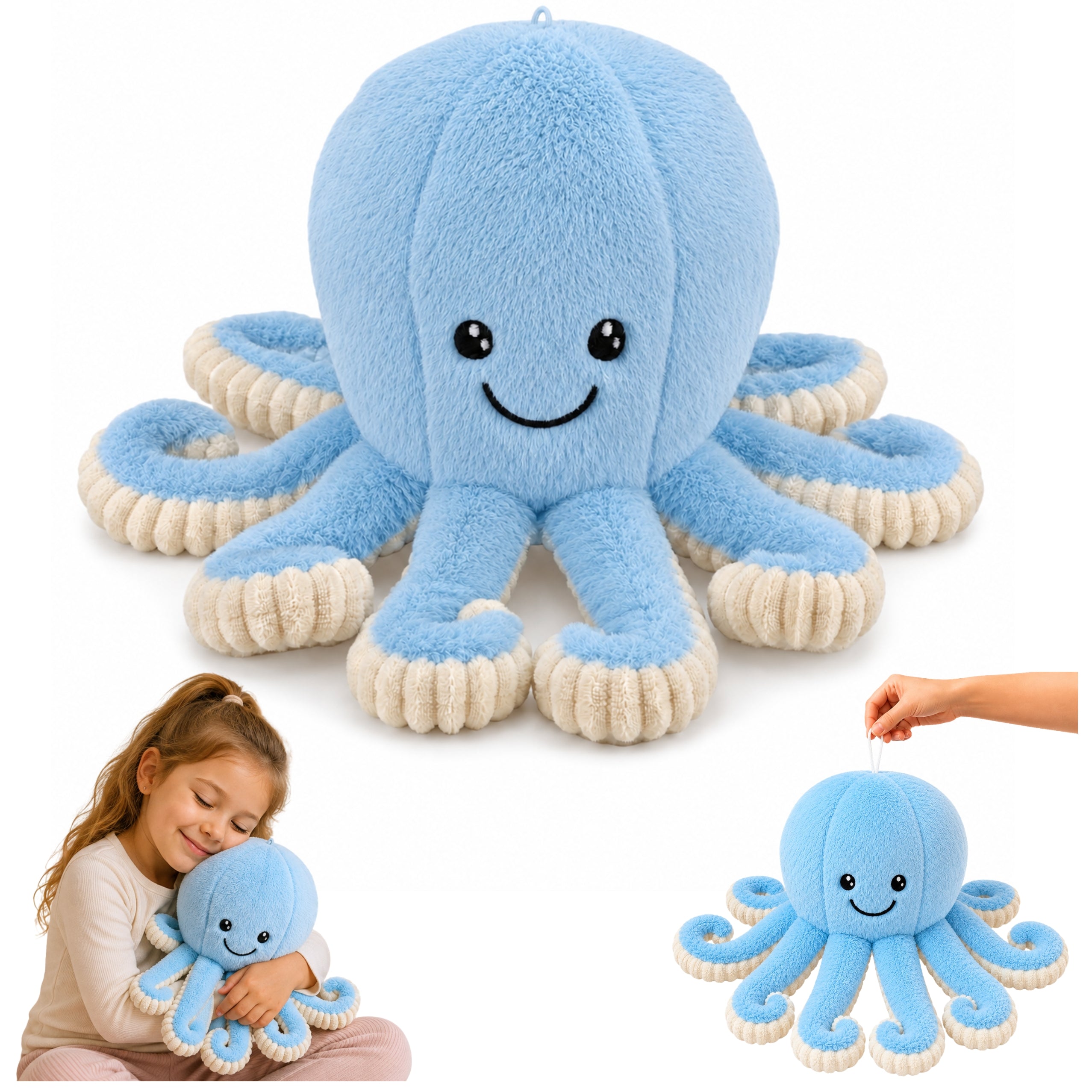 Plush Octopus Plush Toy Cuddly Toy With Elastic Tentacles Blue 50 Cm