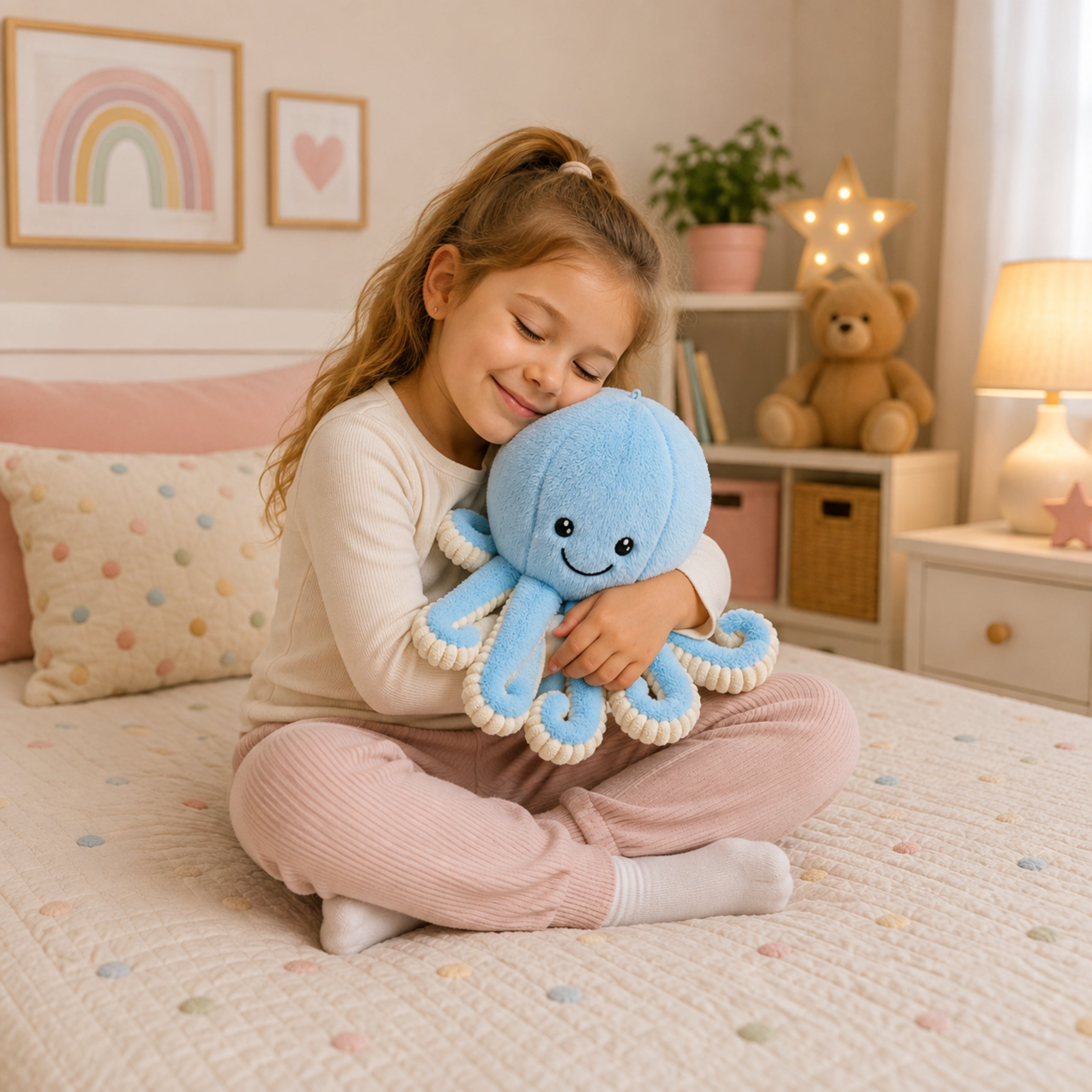 Plush Octopus Plush Toy Cuddly Toy With Elastic Tentacles Blue 50 Cm