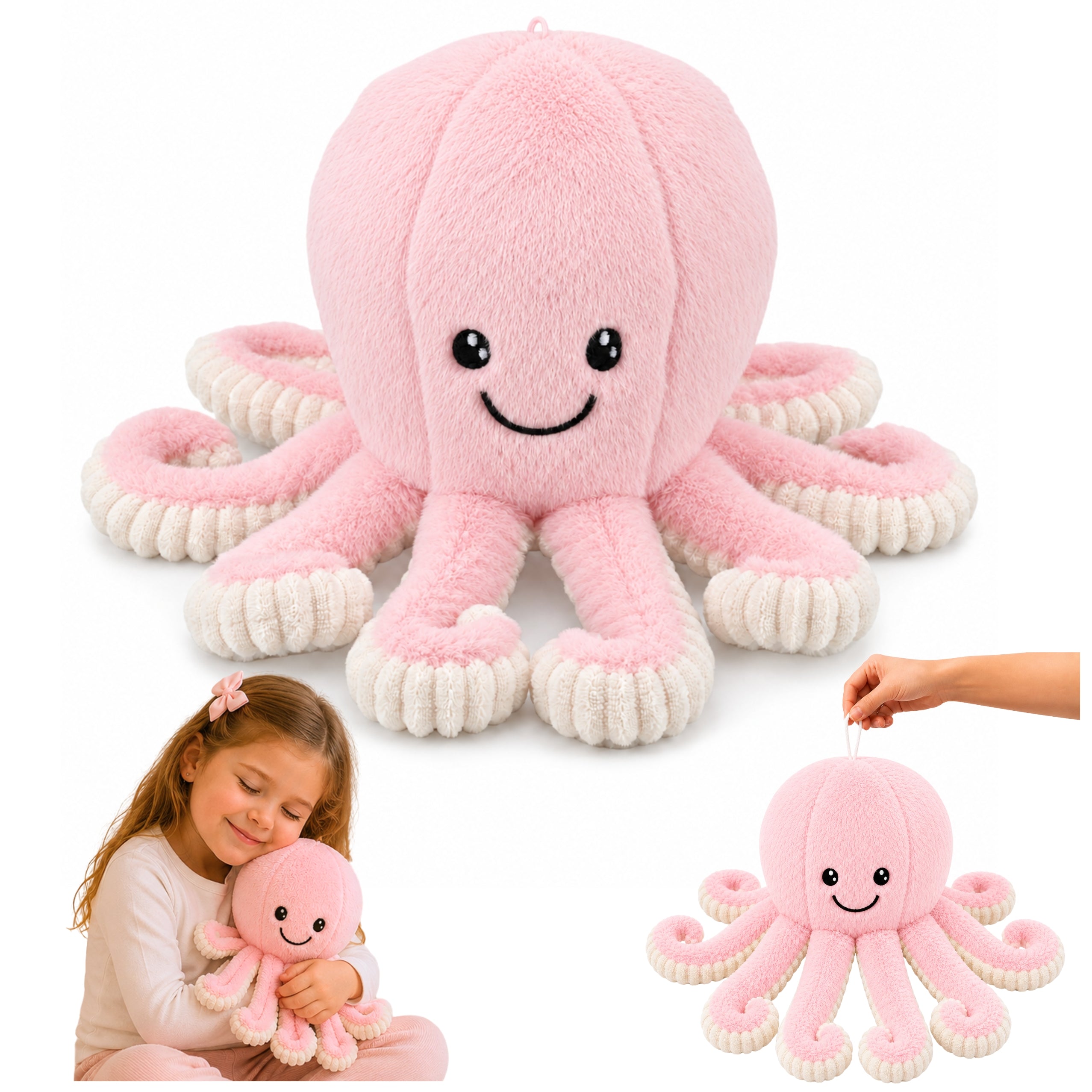 Plush Octopus Plush Toy Cuddly Toy With Elastic Tentacles Pink 50 Cm