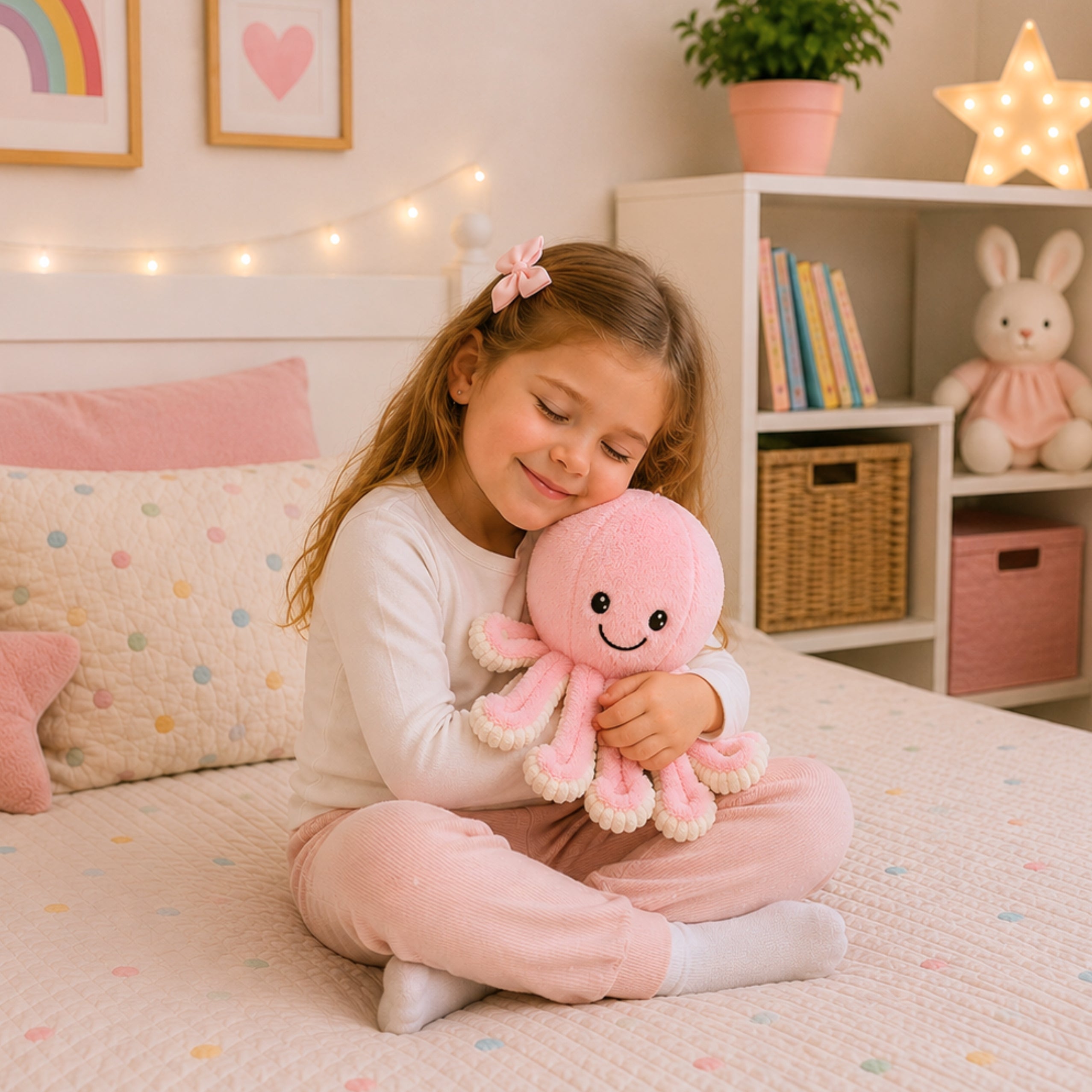 Plush Octopus Plush Toy Cuddly Toy With Elastic Tentacles Pink 50 Cm