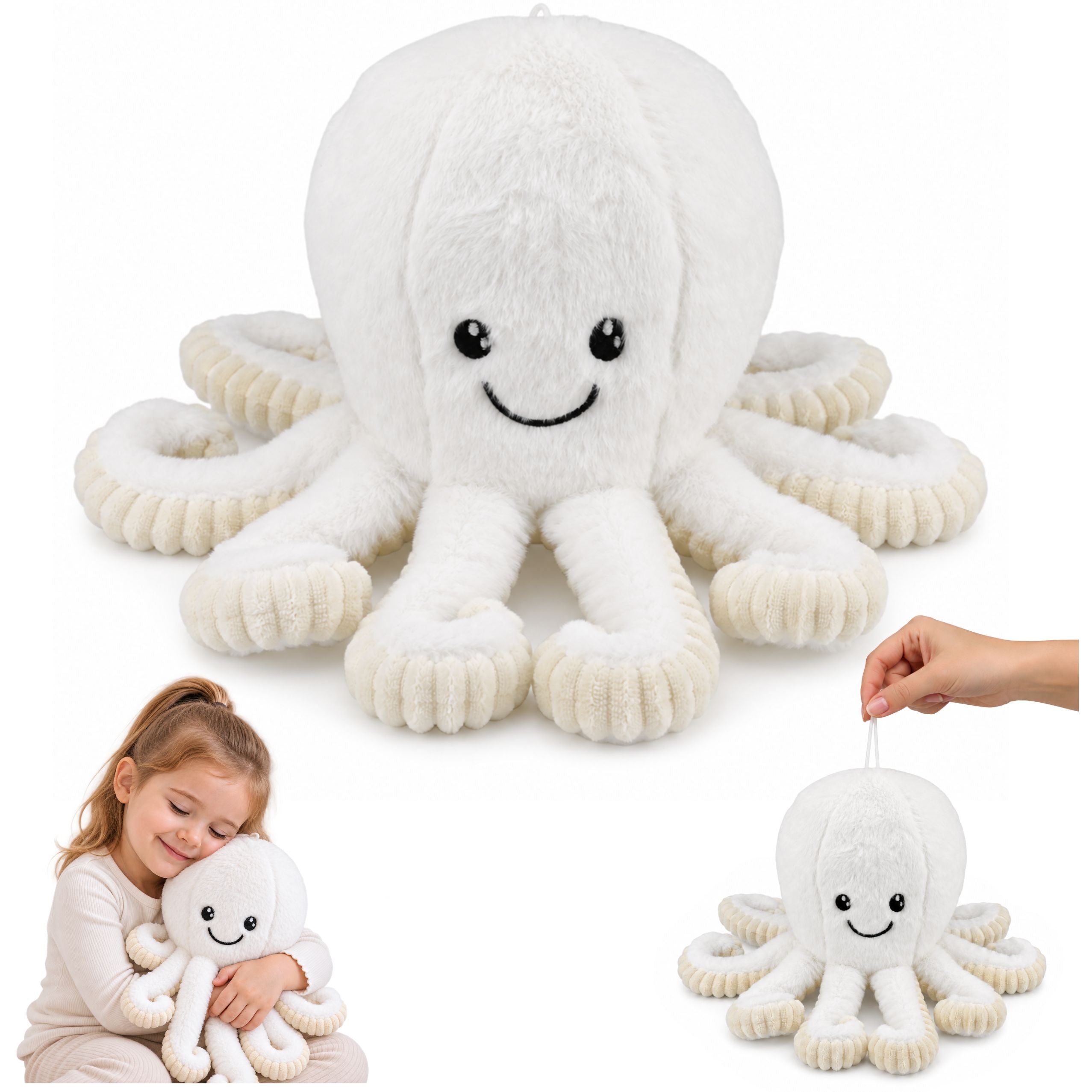 Plush Octopus Plush Toy Cuddly Toy With Elastic Tentacles White 50 Cm