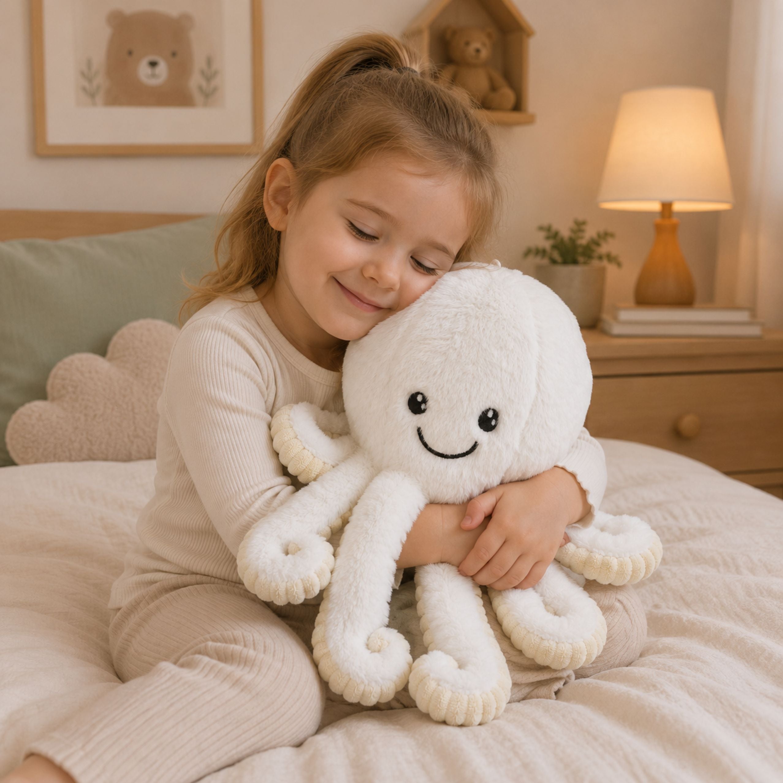 Plush Octopus Plush Toy Cuddly Toy With Elastic Tentacles White 50 Cm
