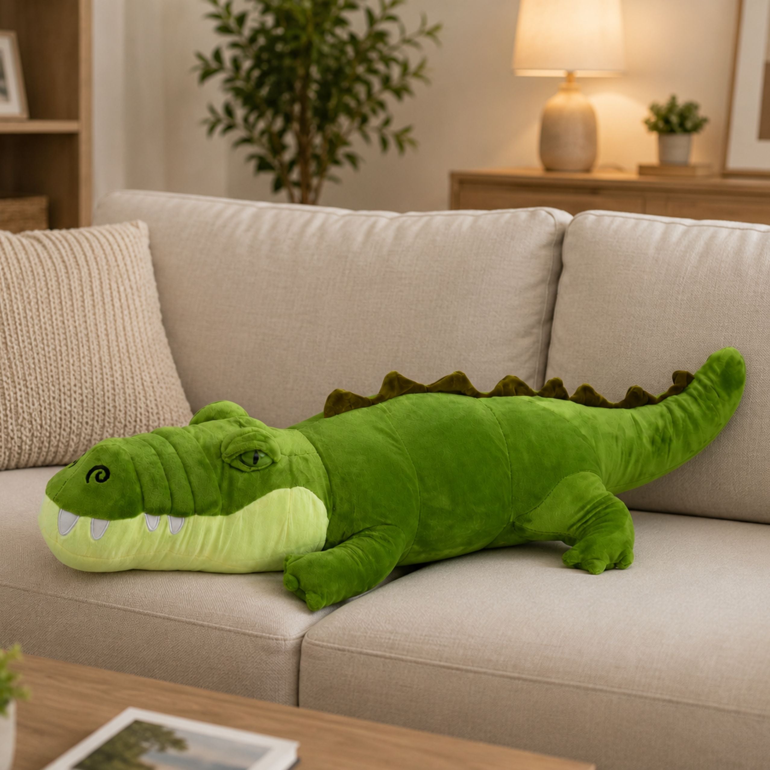 Peluche Coccodrillo Mascotte Peluche Realistico Verde 70 Cm