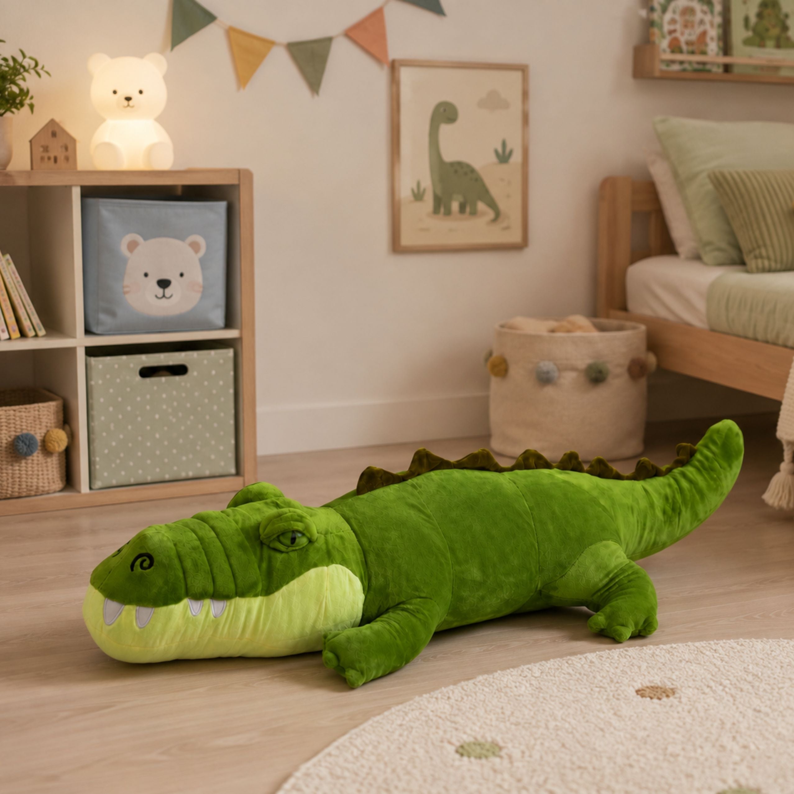 Peluche Coccodrillo Mascotte Peluche Realistico Verde 70 Cm