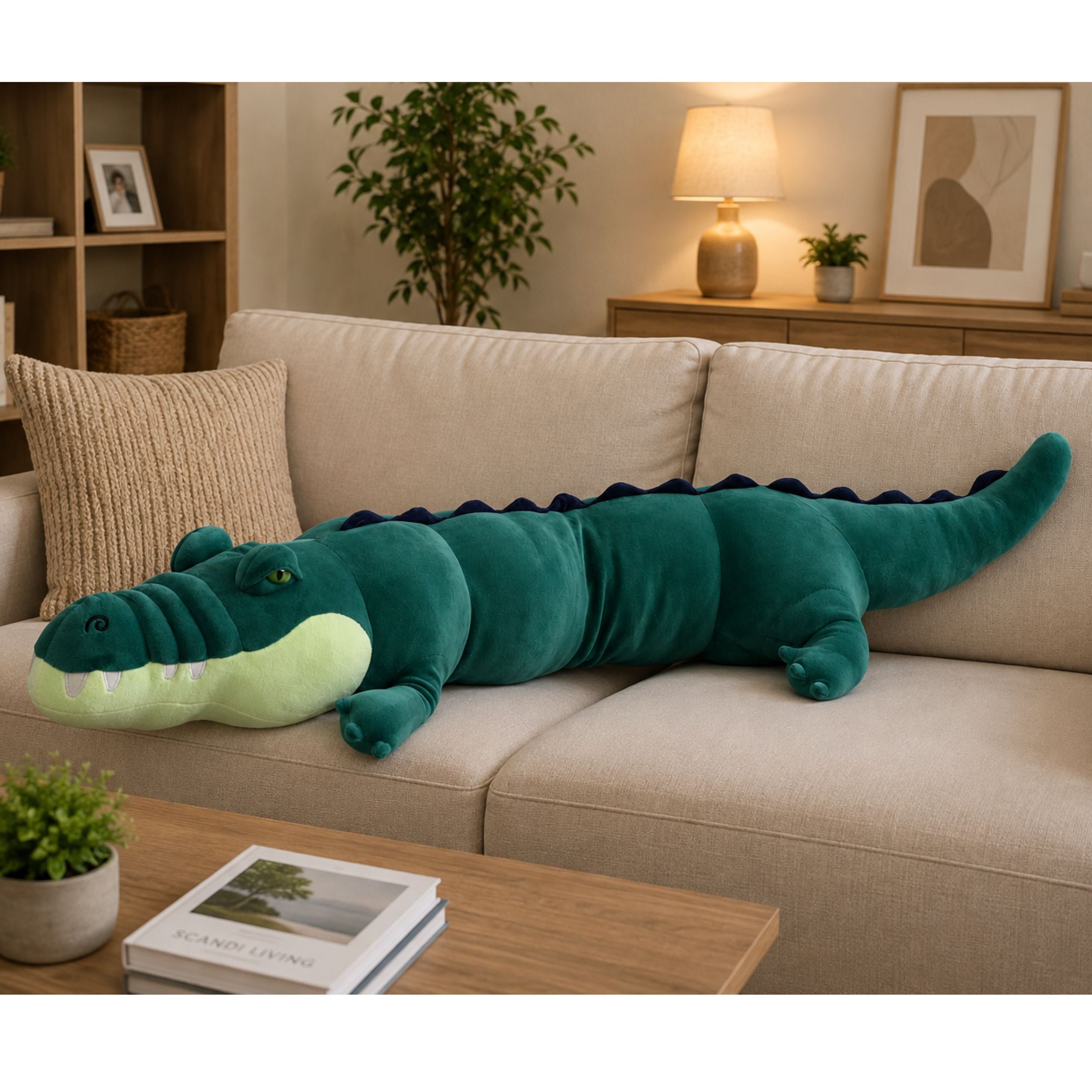 Large Plush Crocodile Mascot Cuddly Toy Realistic Green 150 Cm