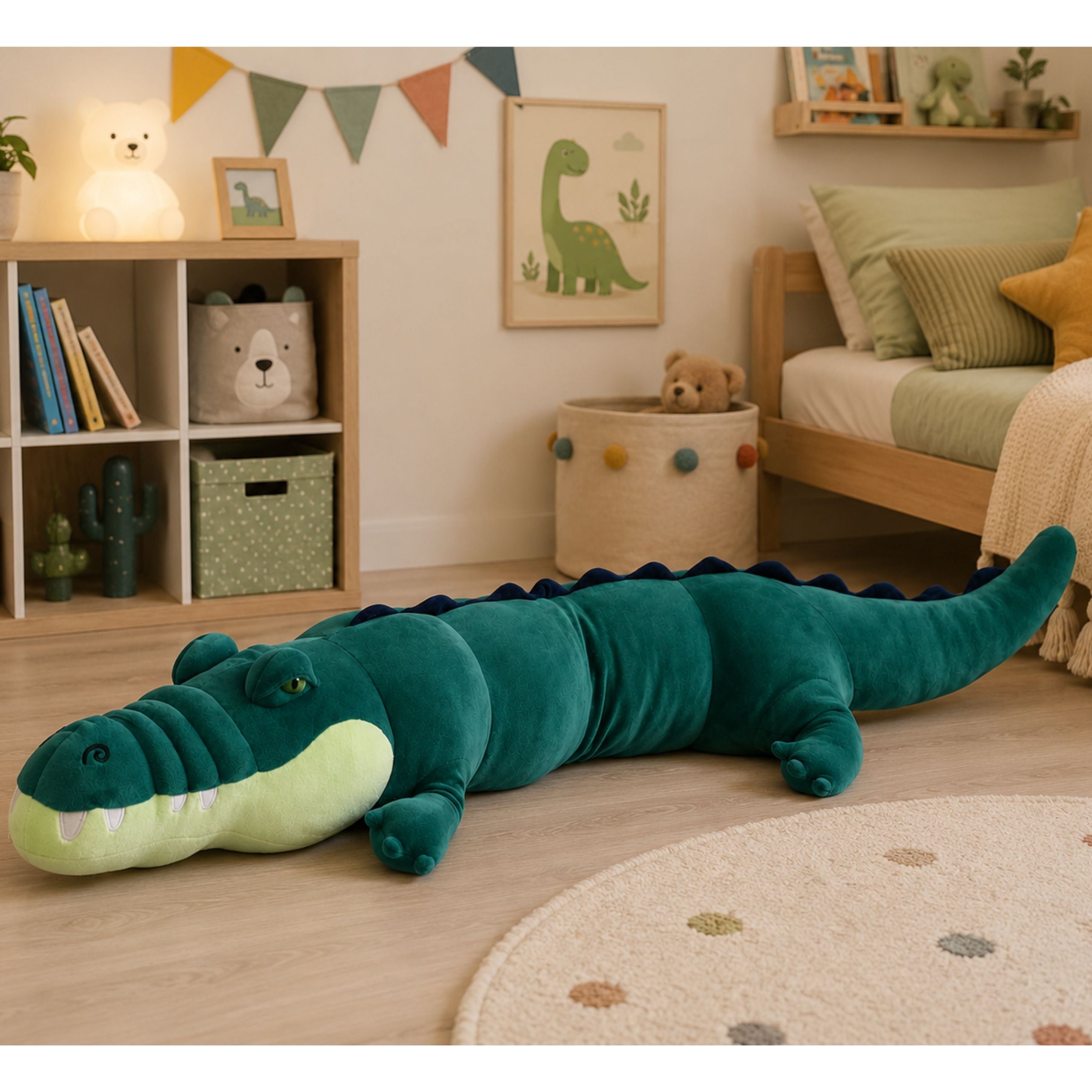 Large Plush Crocodile Mascot Cuddly Toy Realistic Green 150 Cm