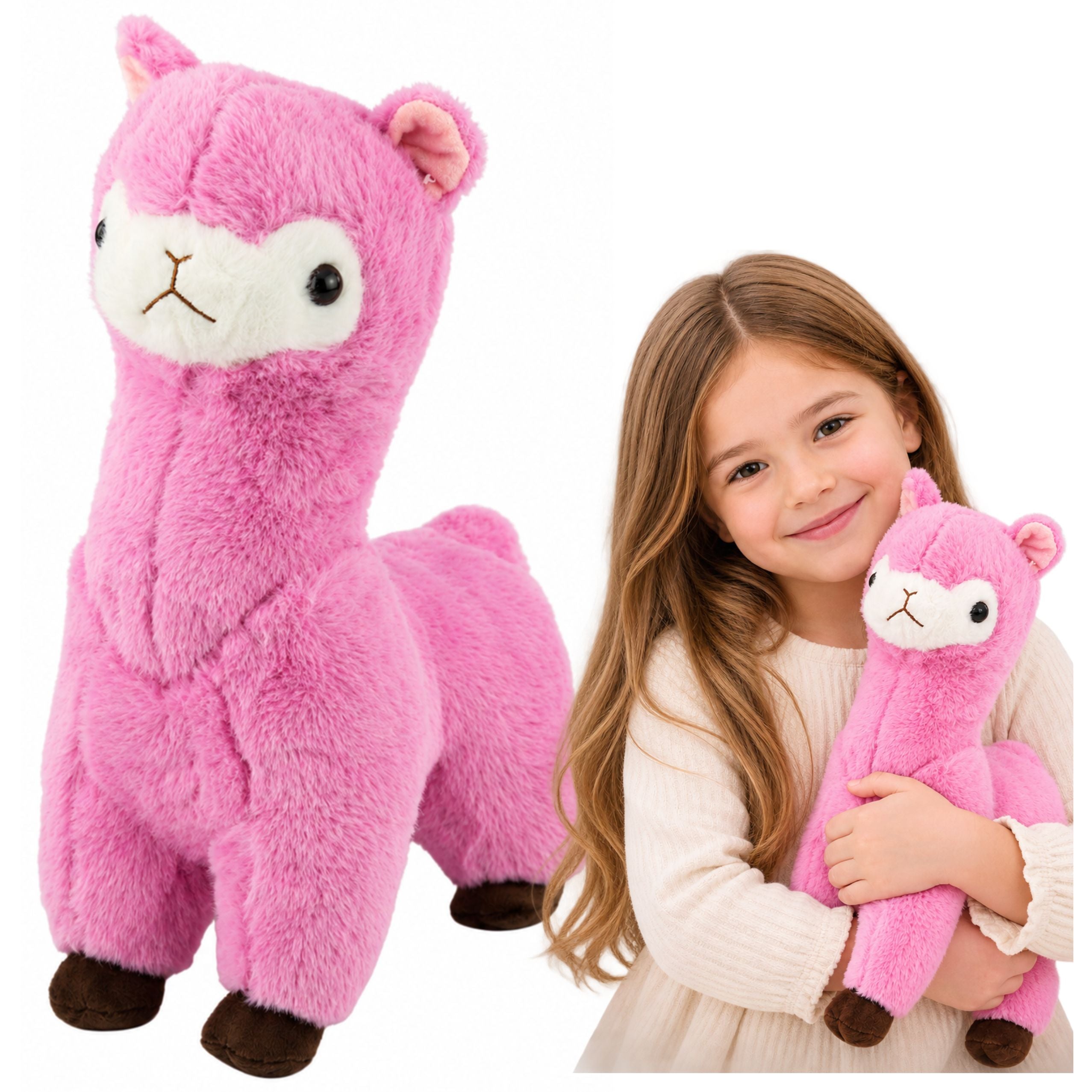 Plush Alpaca Llama Plush Toy Cuddly Toy Soft Fur Pink 38 Cm