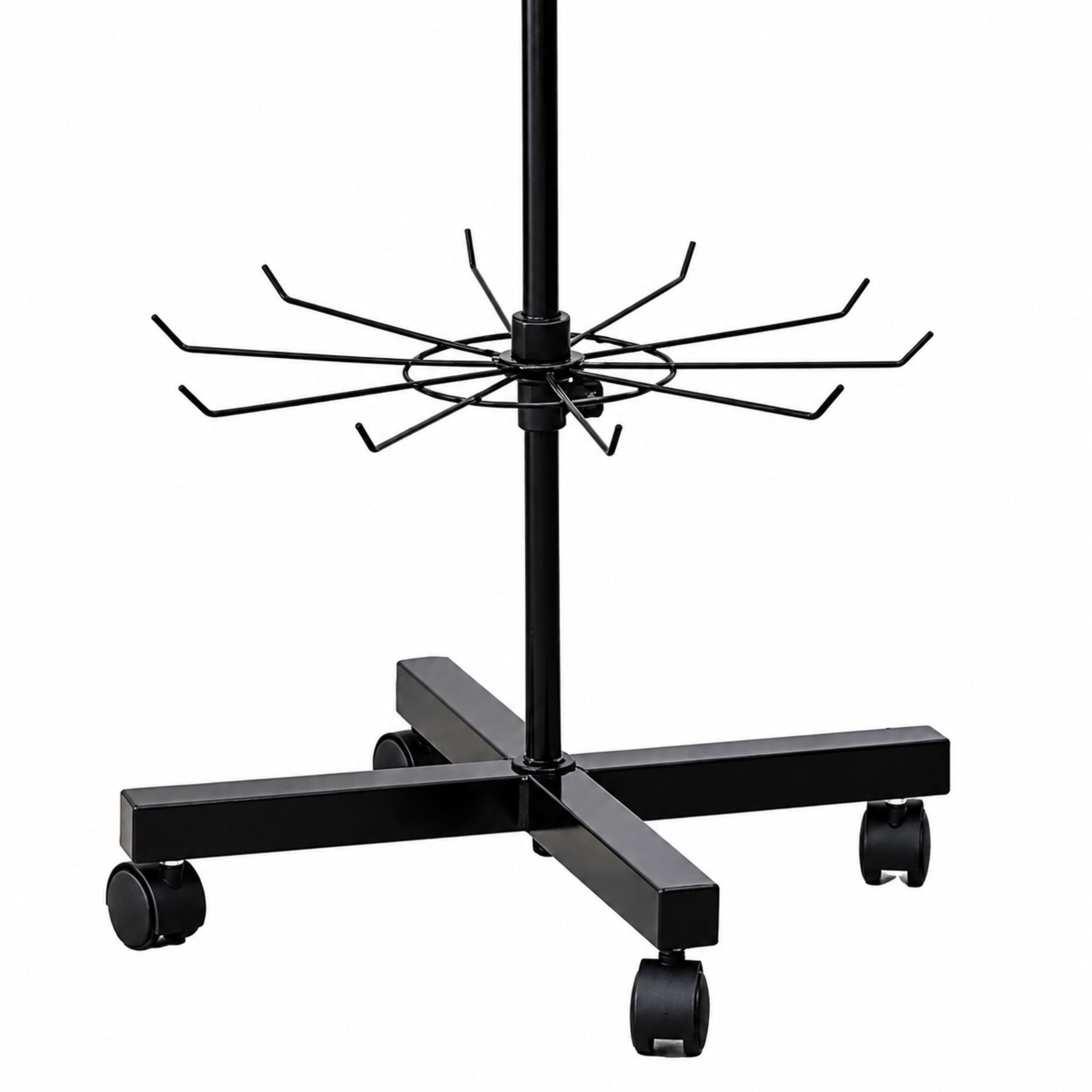 Rotating Display Shelf Hanger 4-tier On Wheels Black 40x150cm