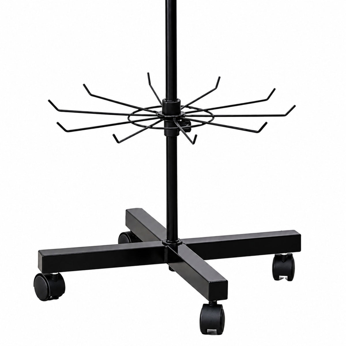 Draaibare Displayplankhanger 4-laags Op Wielen Zwart 40x150cm