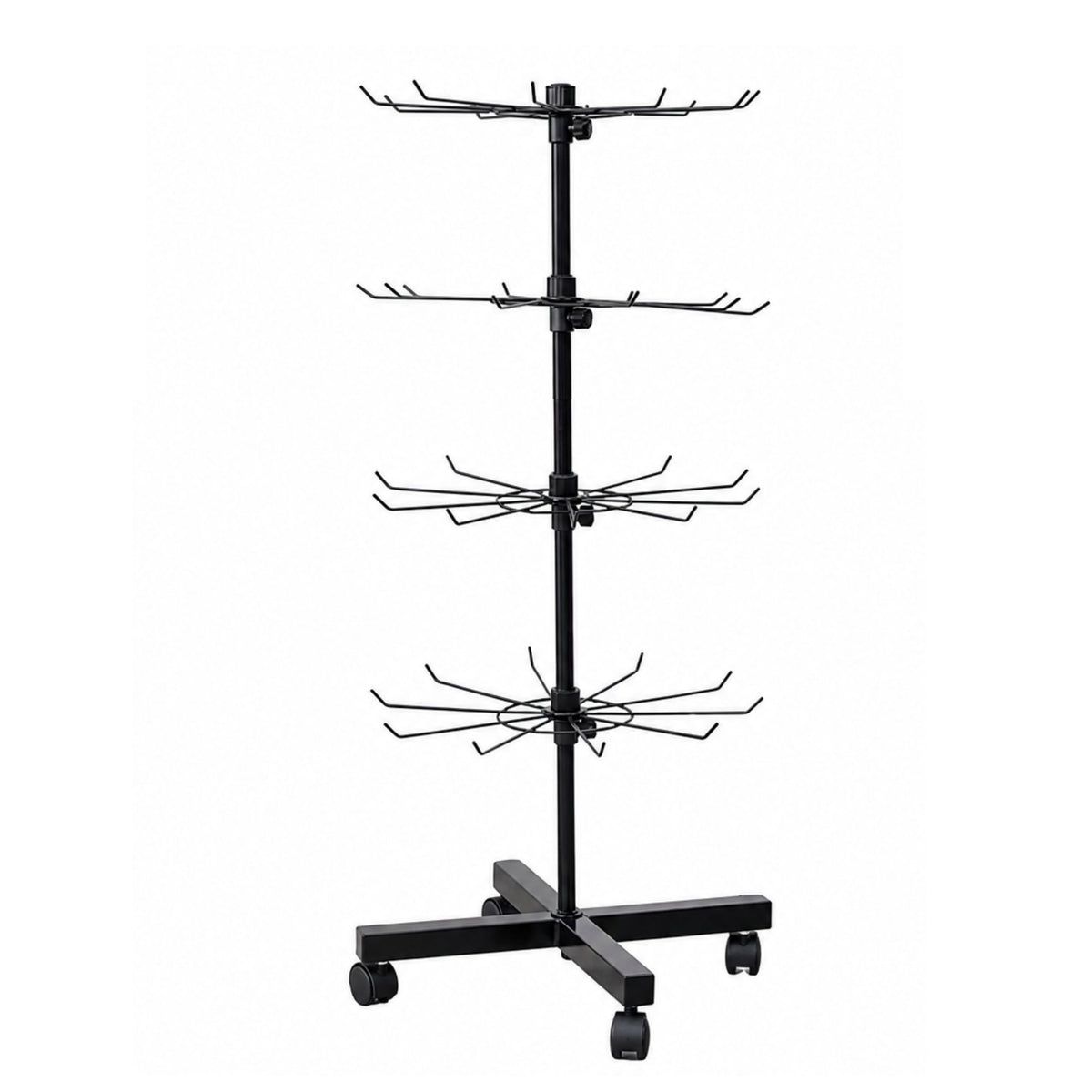 Draaibare Displayplankhanger 4-laags Op Wielen Zwart 40x150cm