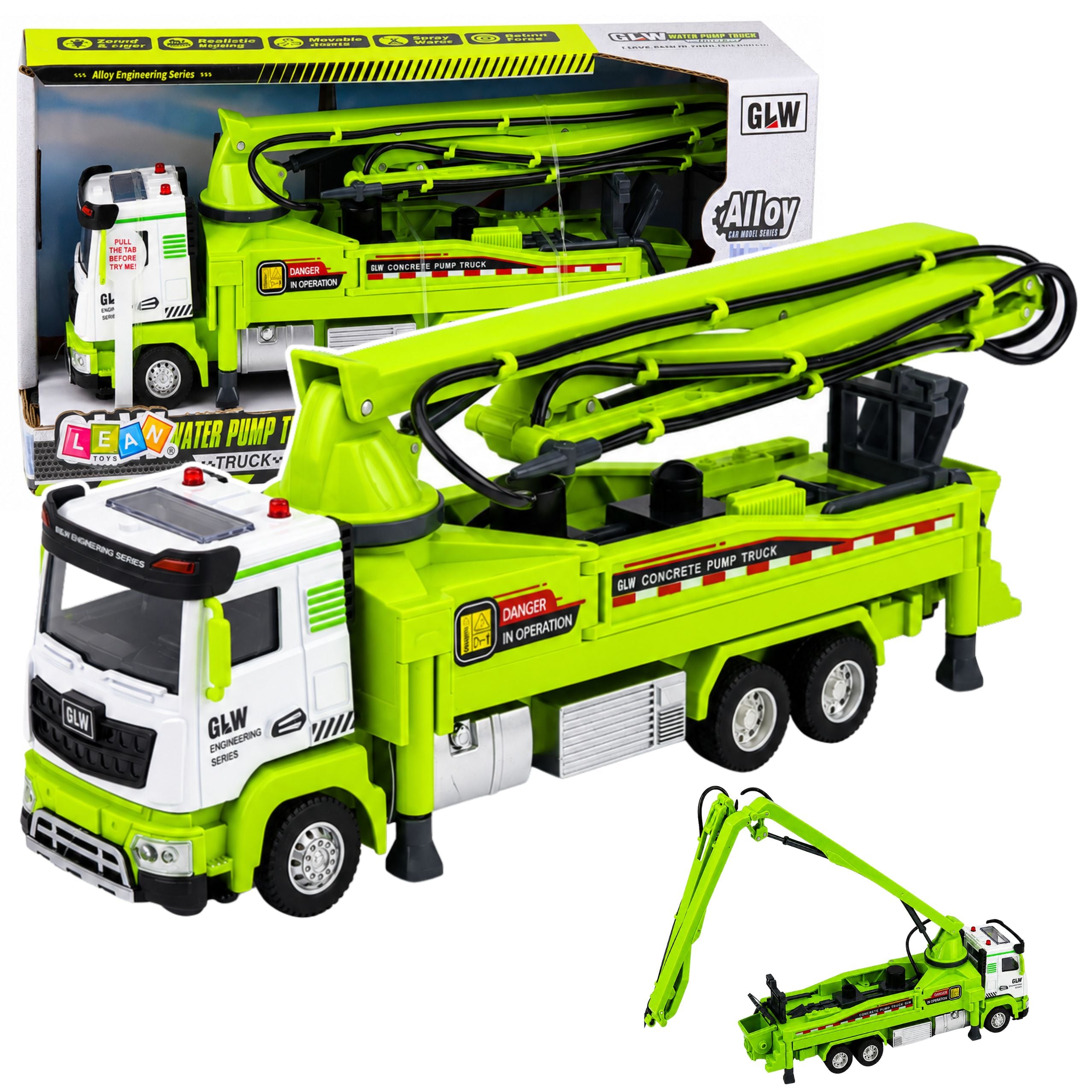 Concrete Pump Truck With Lights Sounds Water Drive 1:40