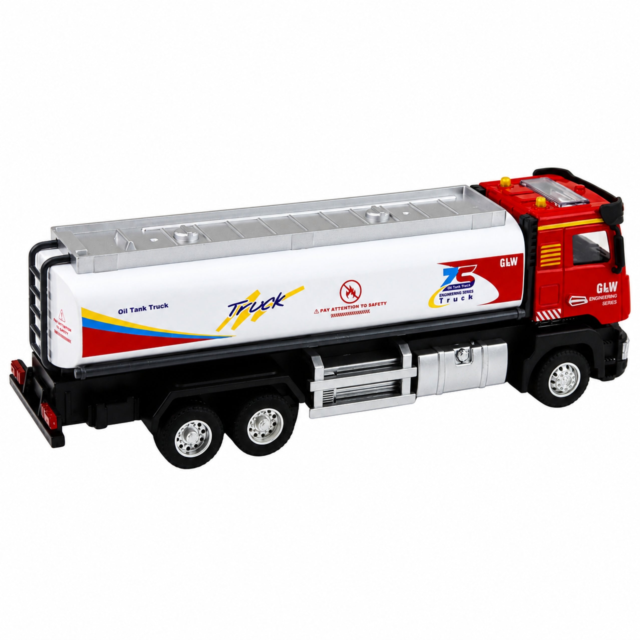 Tank Truck Metal Drive Lights Sounds Red And White 1:40