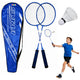 Badminton Set Rackets Shuttlecock Cover Blue