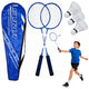 Badminton Set Rackets 3 Shuttlecocks Cover Blue