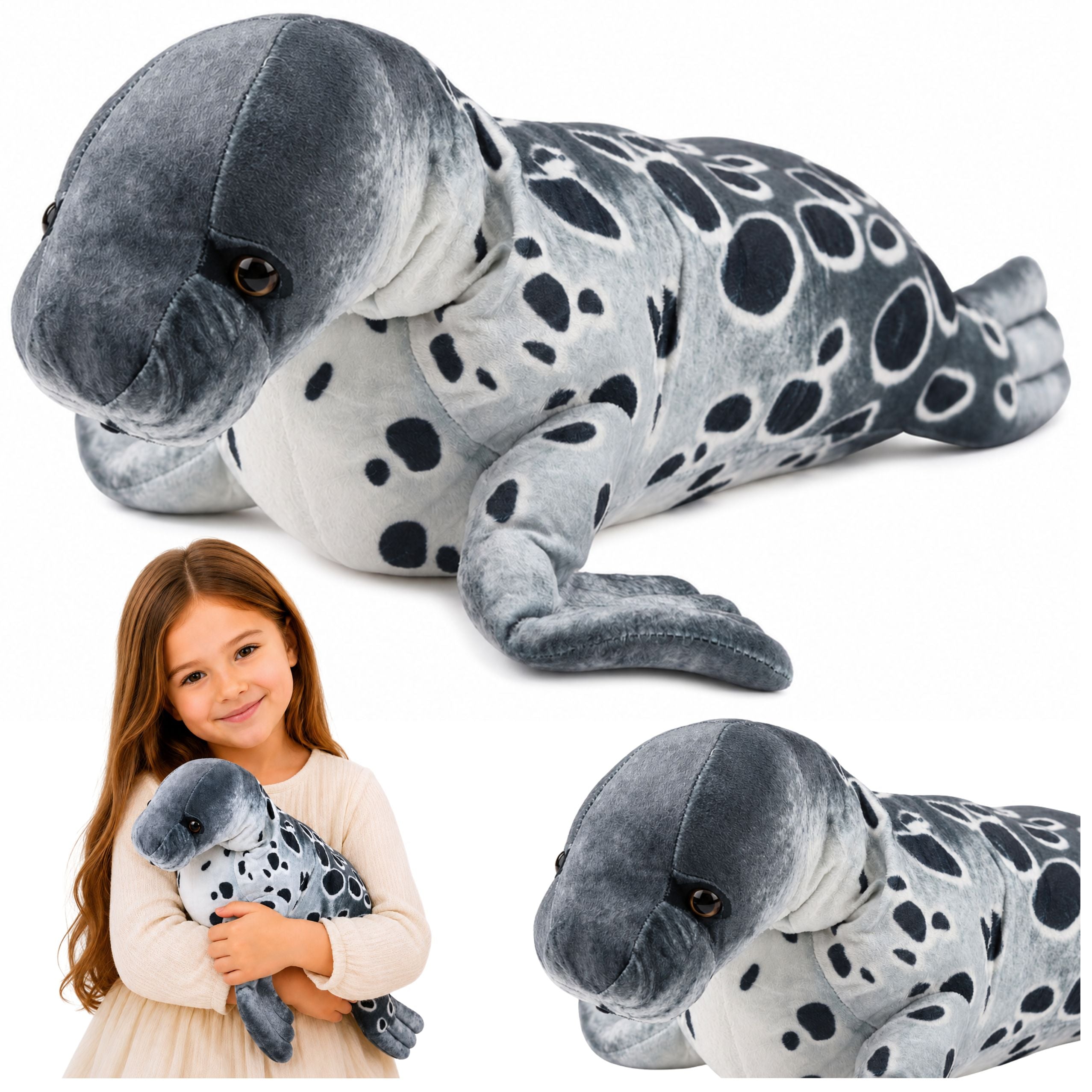 Seal Plush Mascot Cuddly Toy Realistic Gray 50 Cm