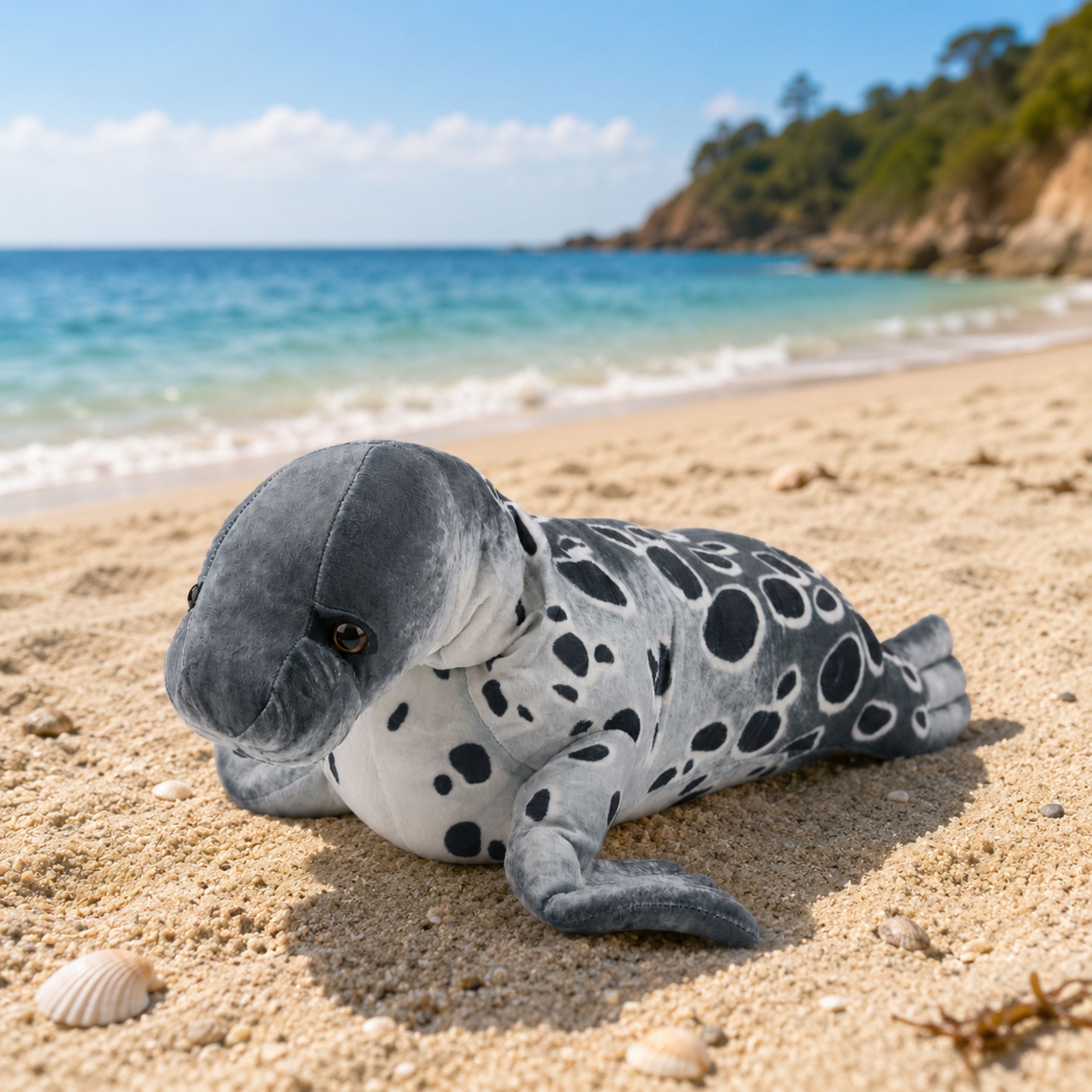 Seal Plush Mascot Cuddly Toy Realistic Gray 50 Cm