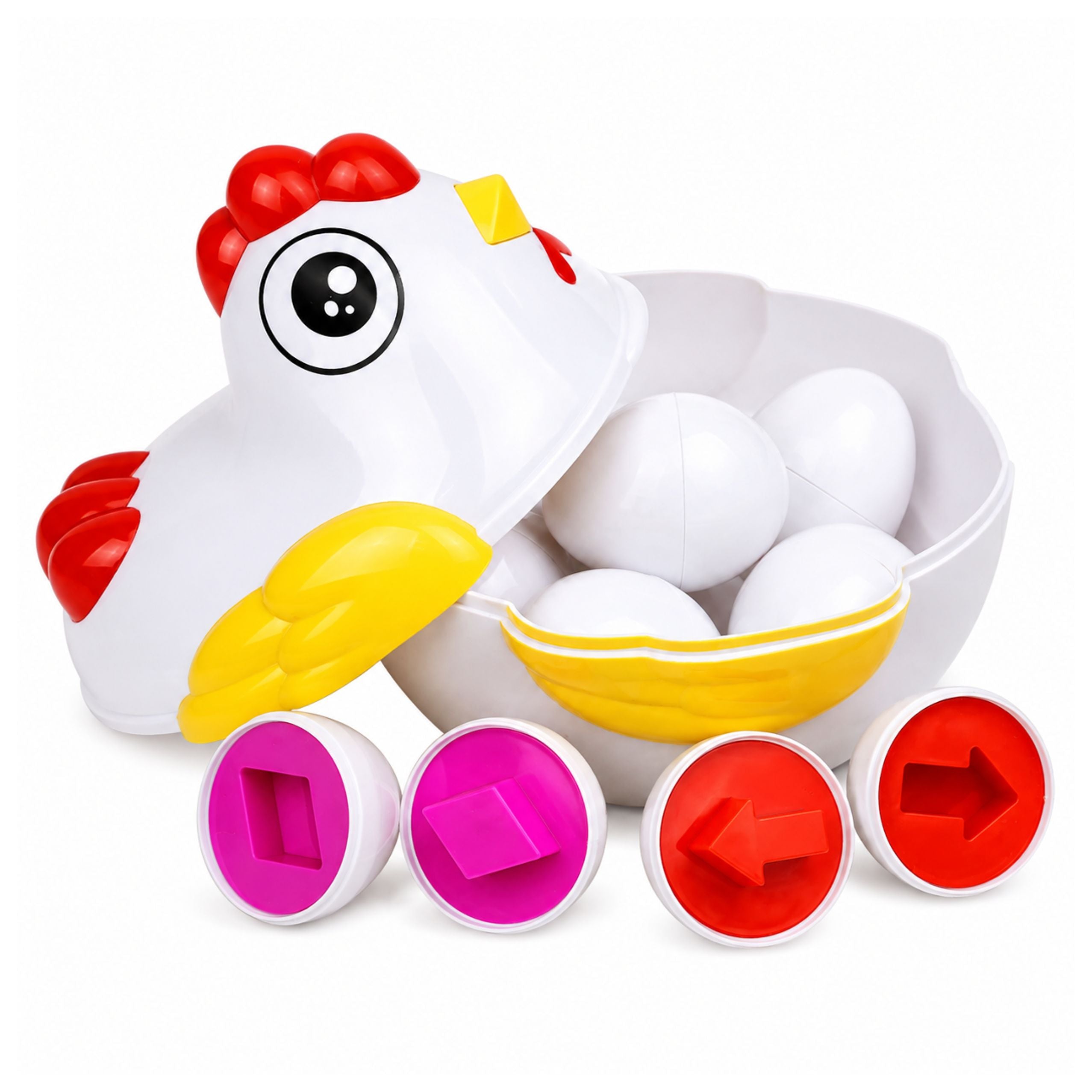 Educational Hen 12 Egg Sorter Learning Shapes Colors Set