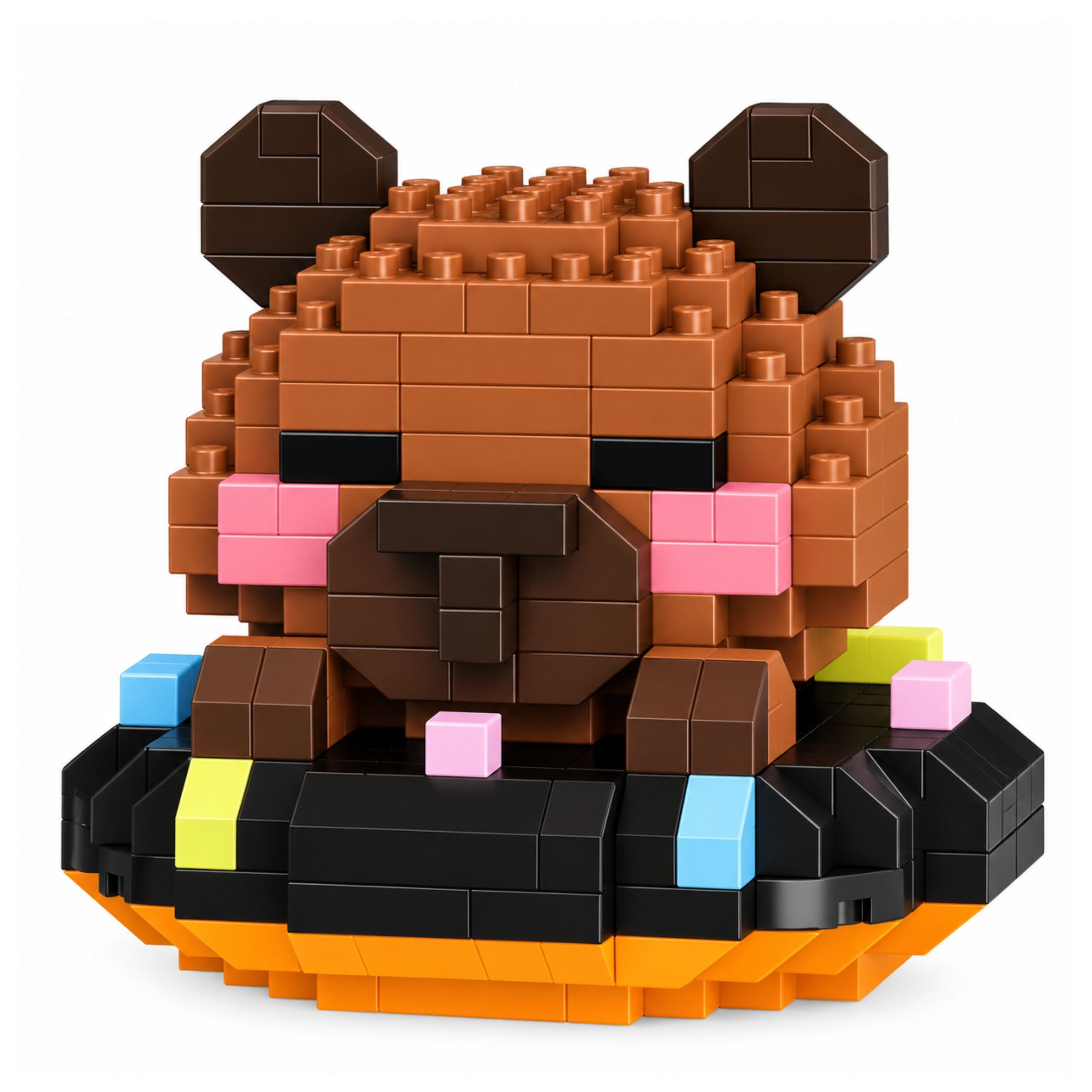 Construction Blocks Mini Figure Capybara On Donut Brown 306 Pcs.