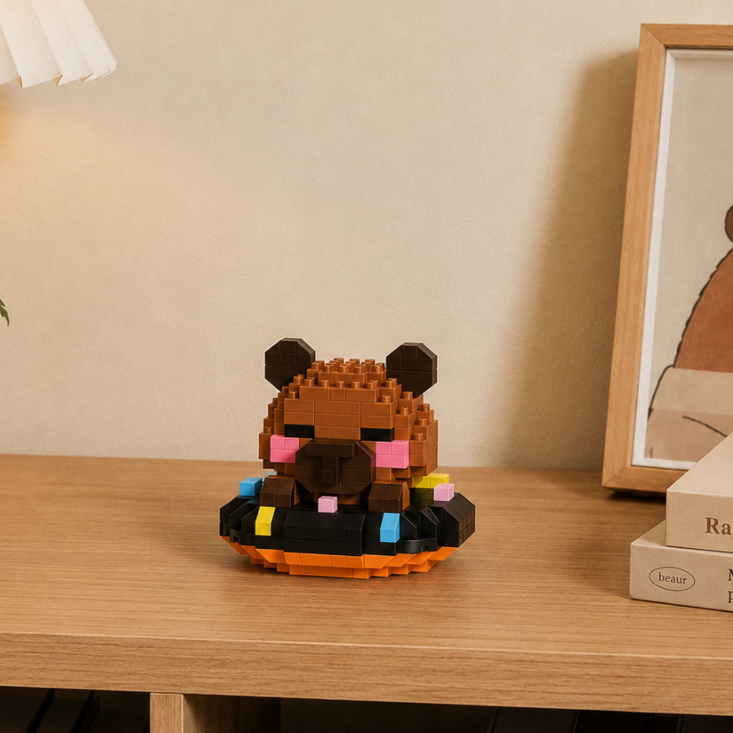 Construction Blocks Mini Figure Capybara On Donut Brown 306 Pcs.