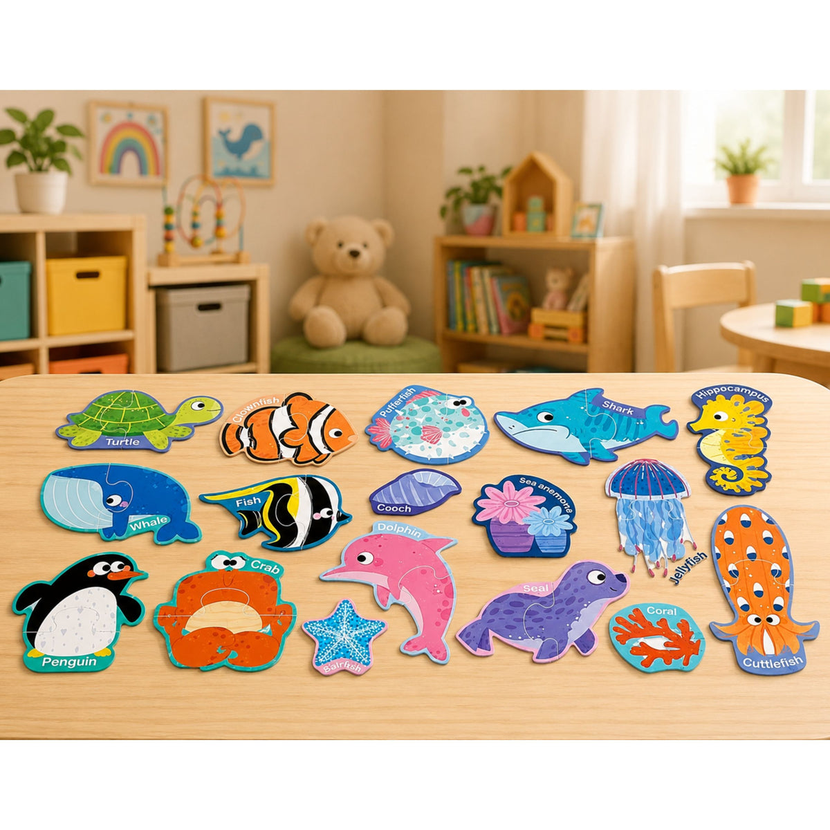 Magnetic Puzzle Sea Animals Fridge Magnets Educational 30 Pcs.