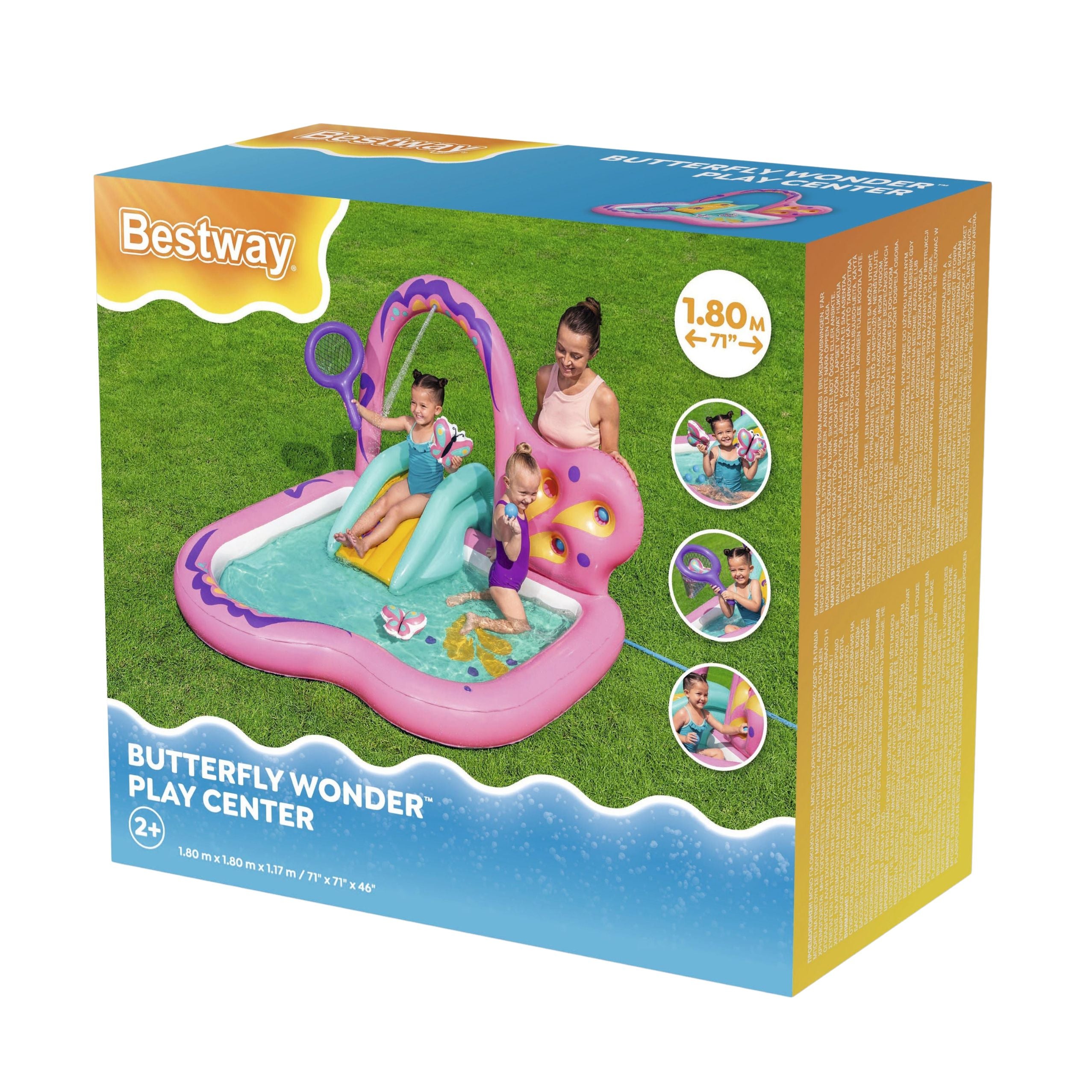 Water Playground With Slide Butterfly Pink Accessories Bestway 53175