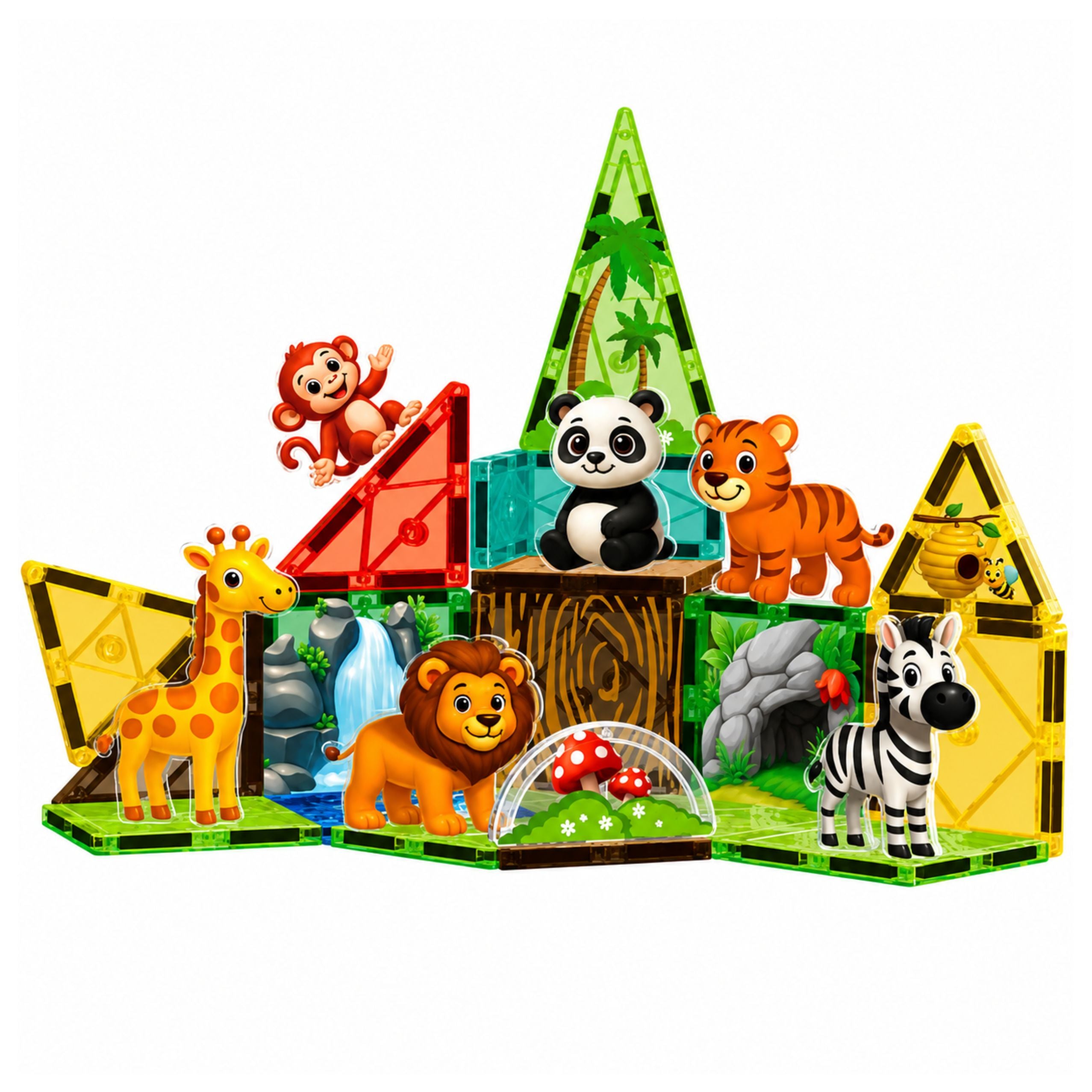 Magnetic Construction Blocks Wild Animals Jungle Zoo 27 Pcs.