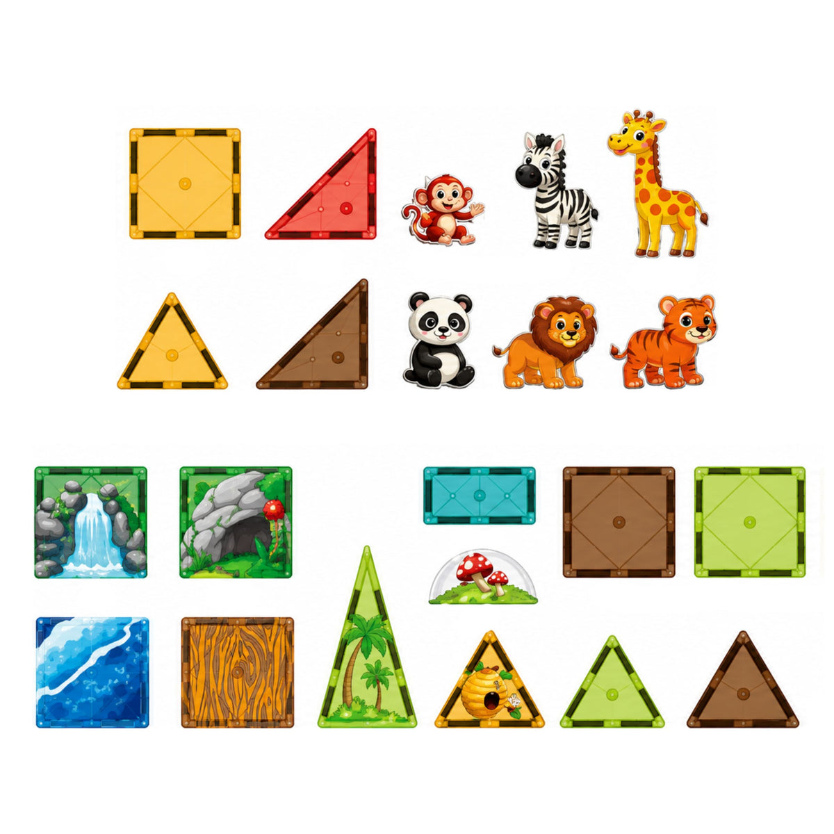 Magnetic Construction Blocks Wild Animals Jungle Zoo 27 Pcs.