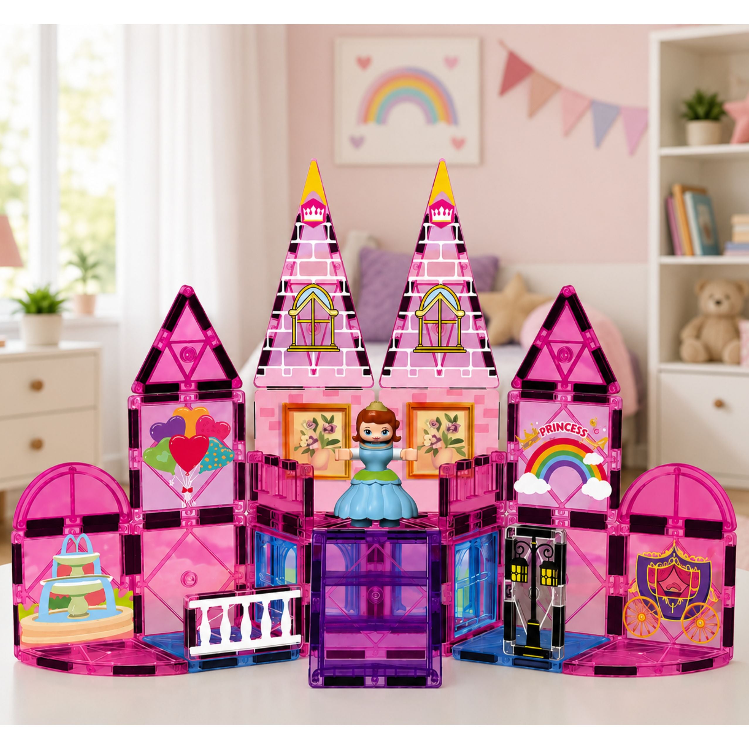 Magnetic Construction Blocks Princess Castle Pink 38 Pcs.