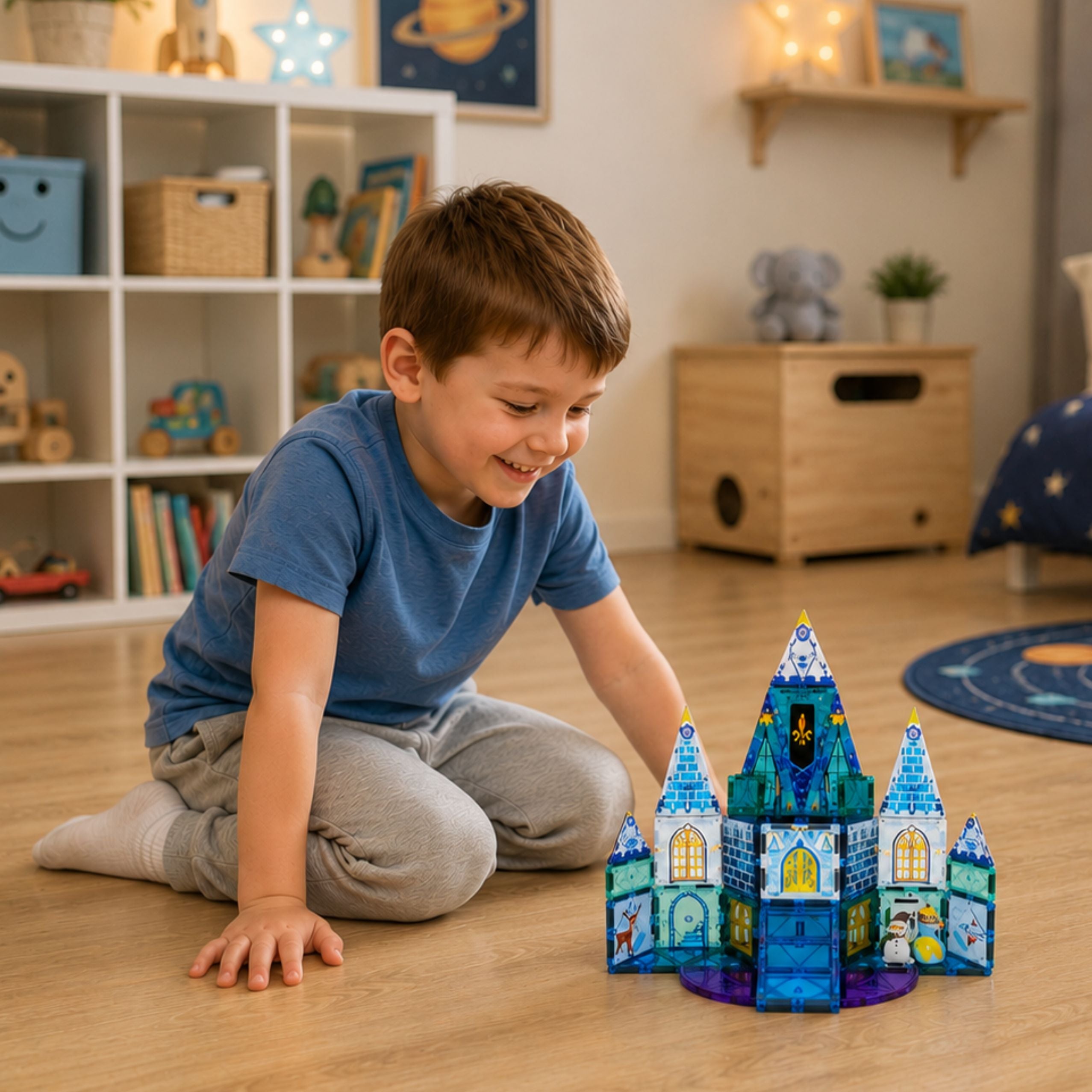 Magnetic Construction Blocks Ice Princess Castle Blue 47 Pcs.