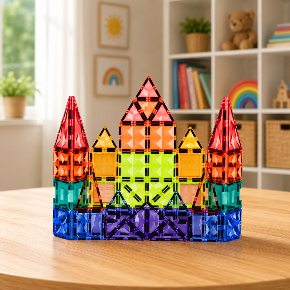 Magnetiska konstruktionsblock 3d-paneler Kreativ stam Färgglad 73 st.