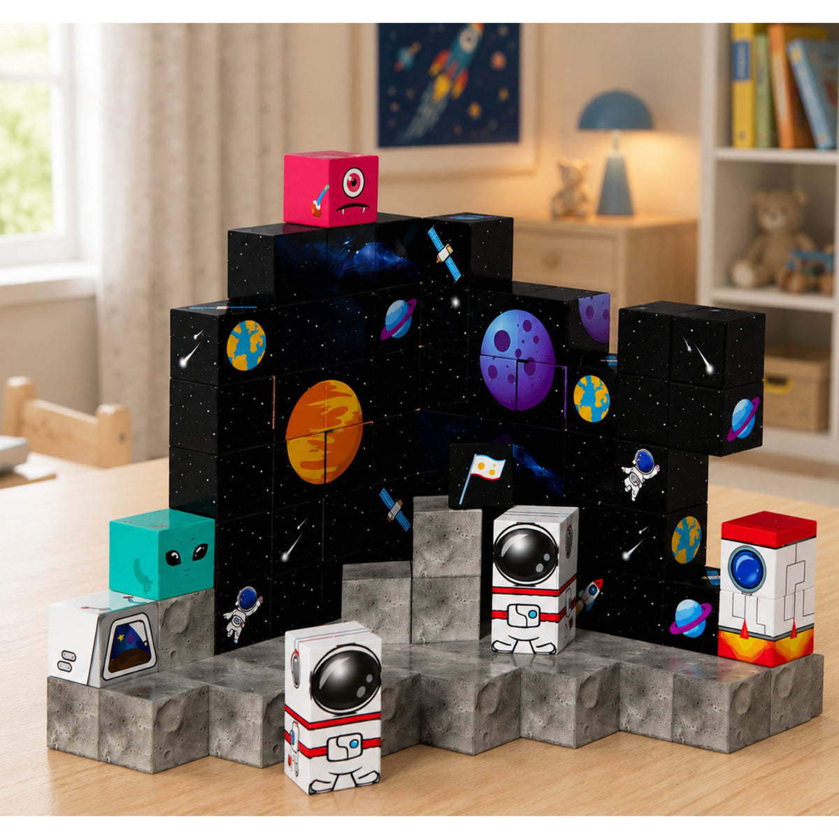 Uppsättning av magnetiska block Kuber Kuber Pixels 3d Space 100 st.