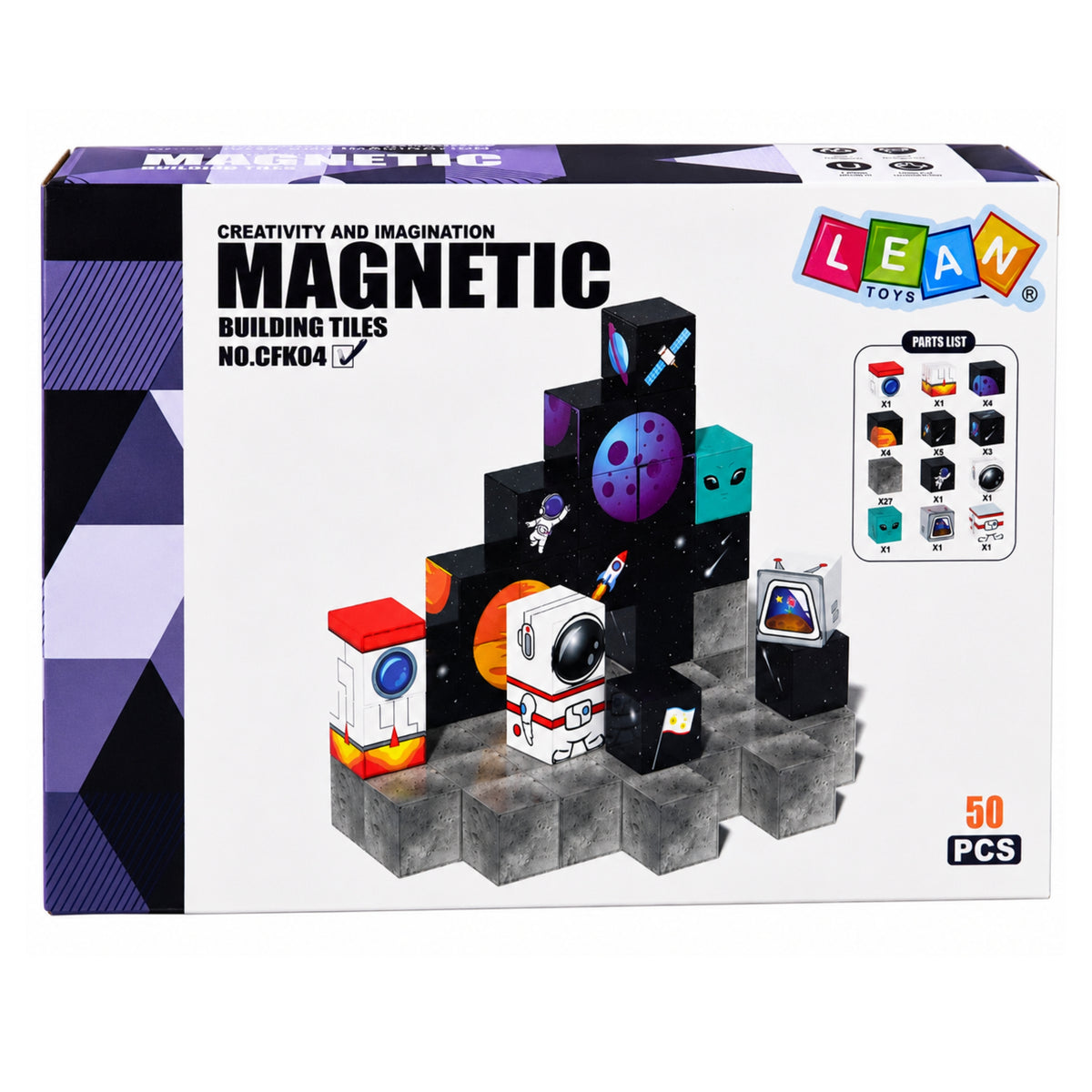 Set Blocuri Magnetice Cuburi Cuburi Pixeli 3d Spatiu 50 Buc.