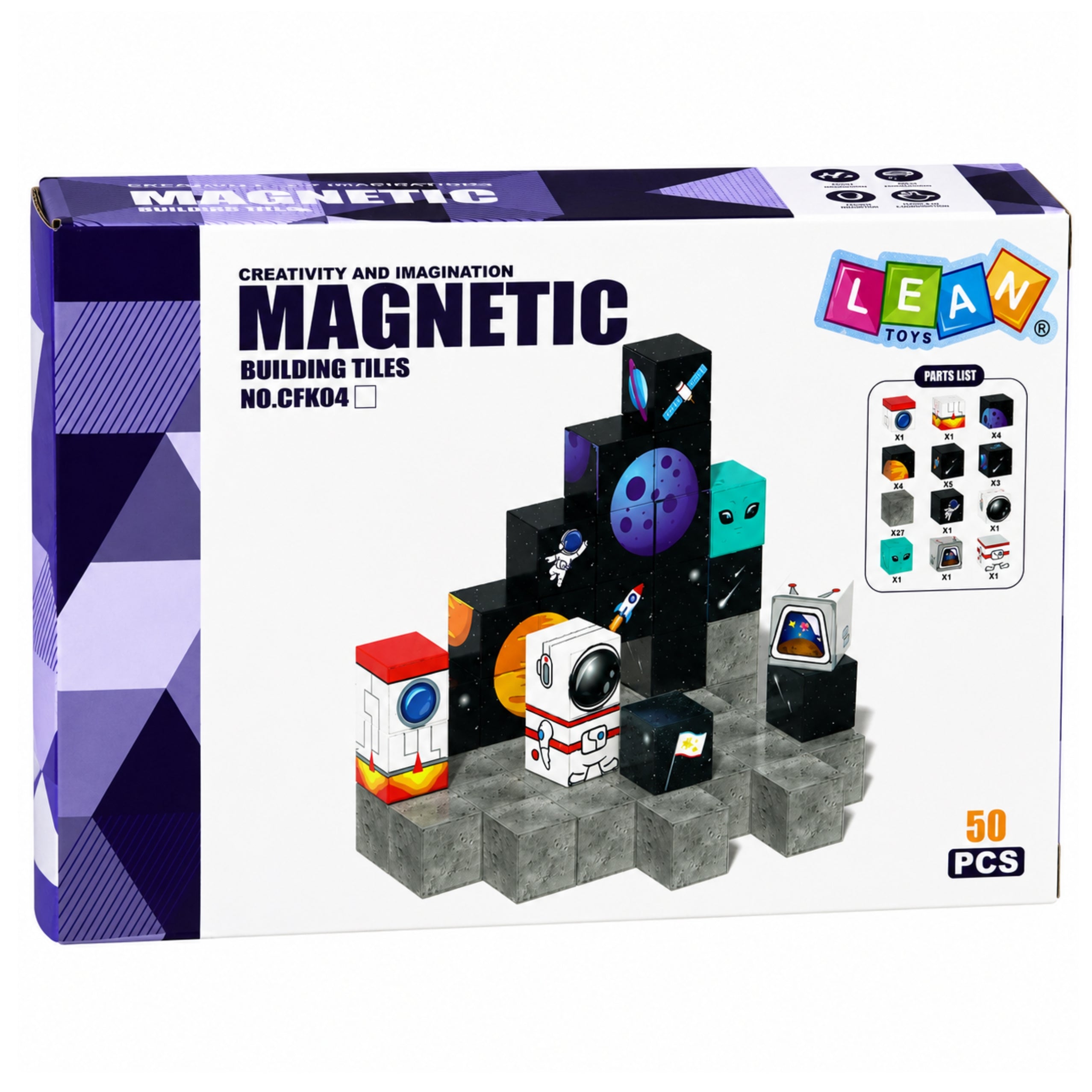 Set Blocuri Magnetice Cuburi Cuburi Pixeli Unicorni 3d 50 Buc.