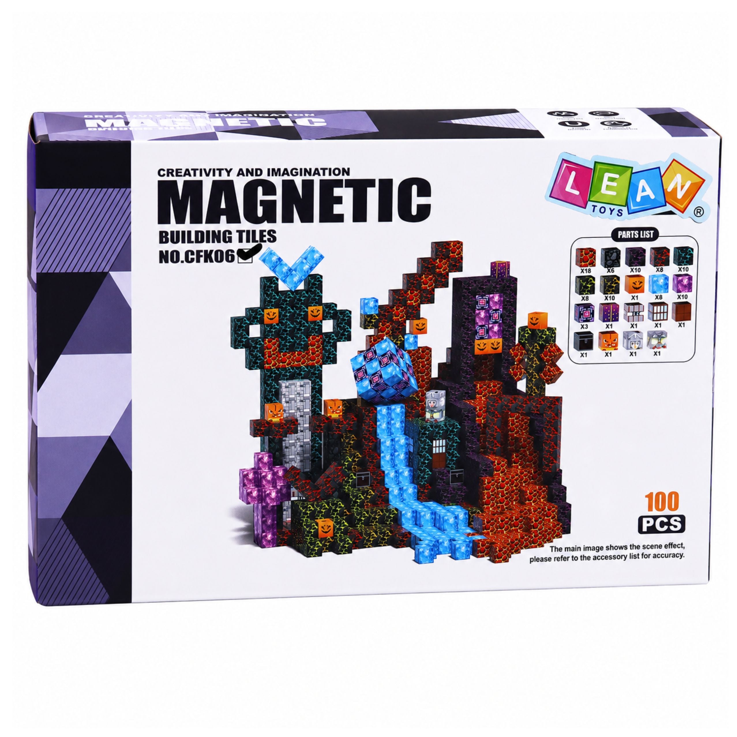 Set Of Magnetic Blocks Cubes Cubes Pixels 3d Dark World 100 Pcs.