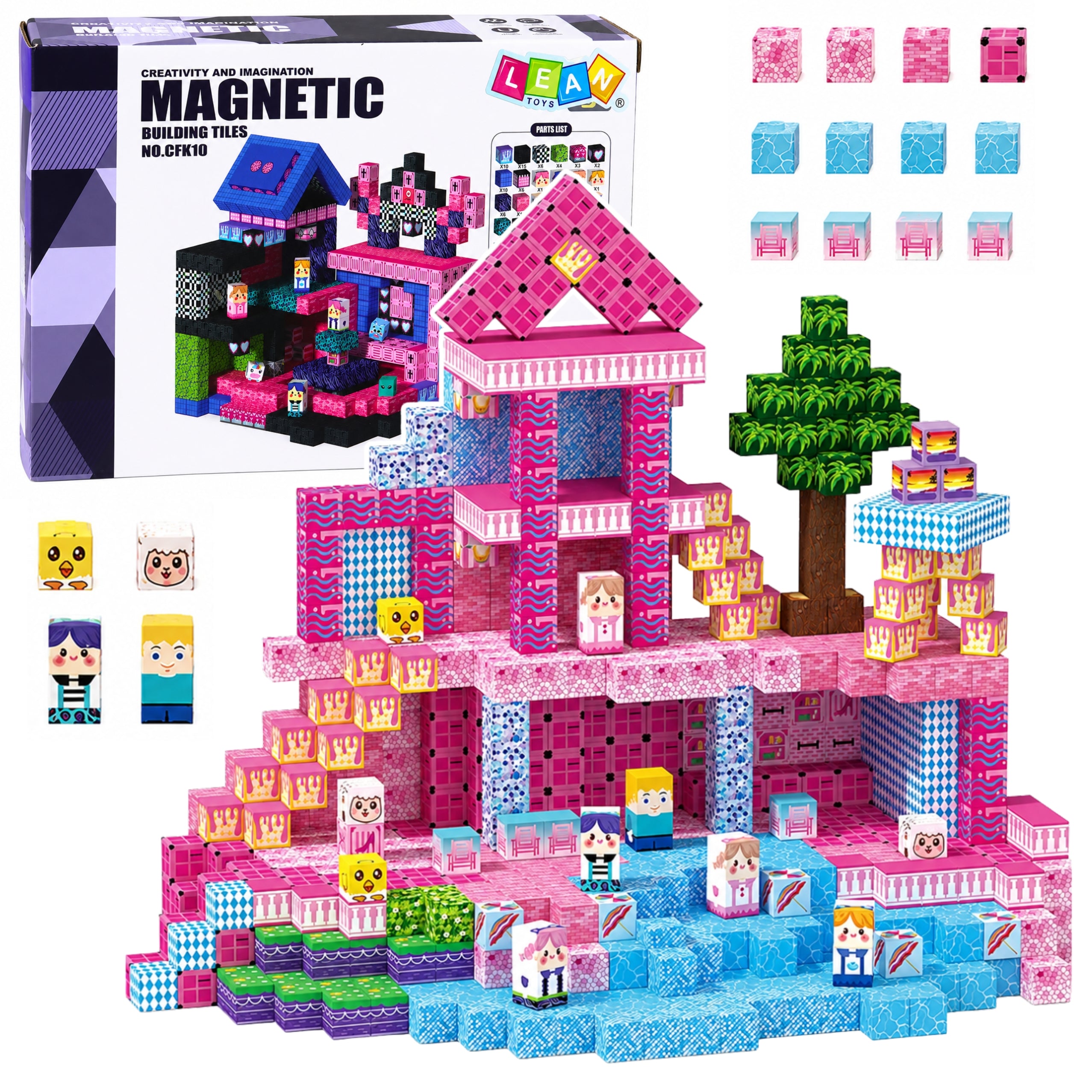 Blocs magnétiques Pixels Cubes Dés Pixel World Rose 100 Pcs.
