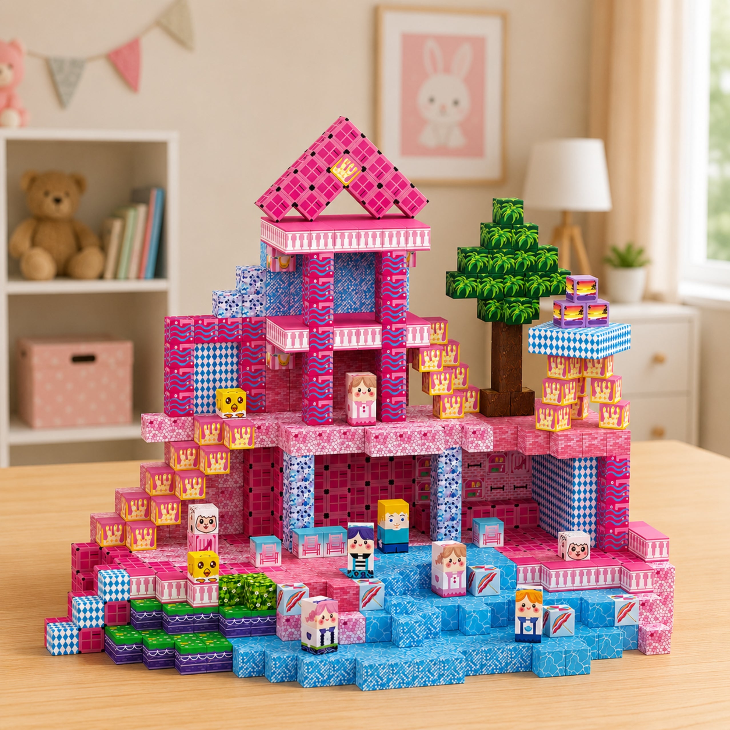 Blocs magnétiques Pixels Cubes Dés Pixel World Rose 100 Pcs.