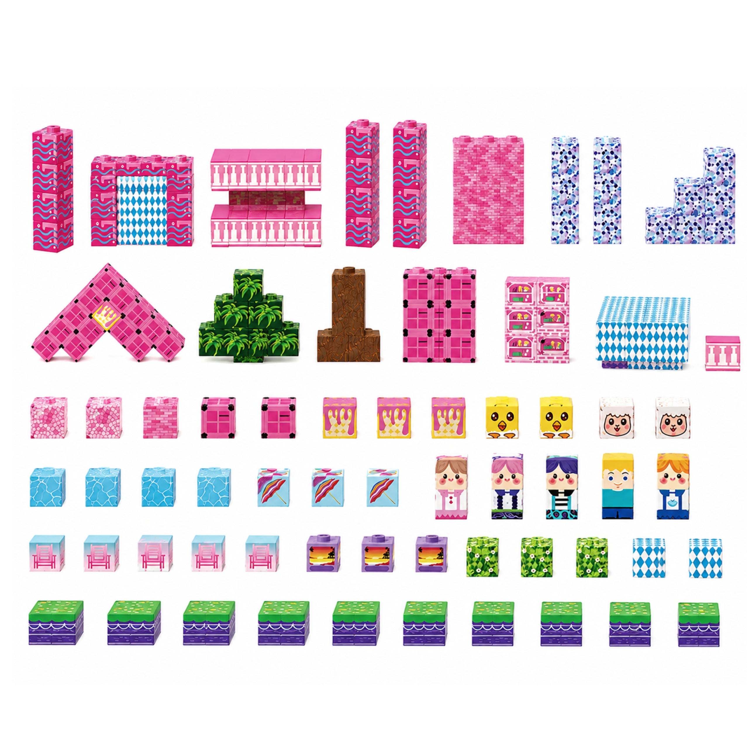 Blocs magnétiques Pixels Cubes Dés Pixel World Rose 100 Pcs.