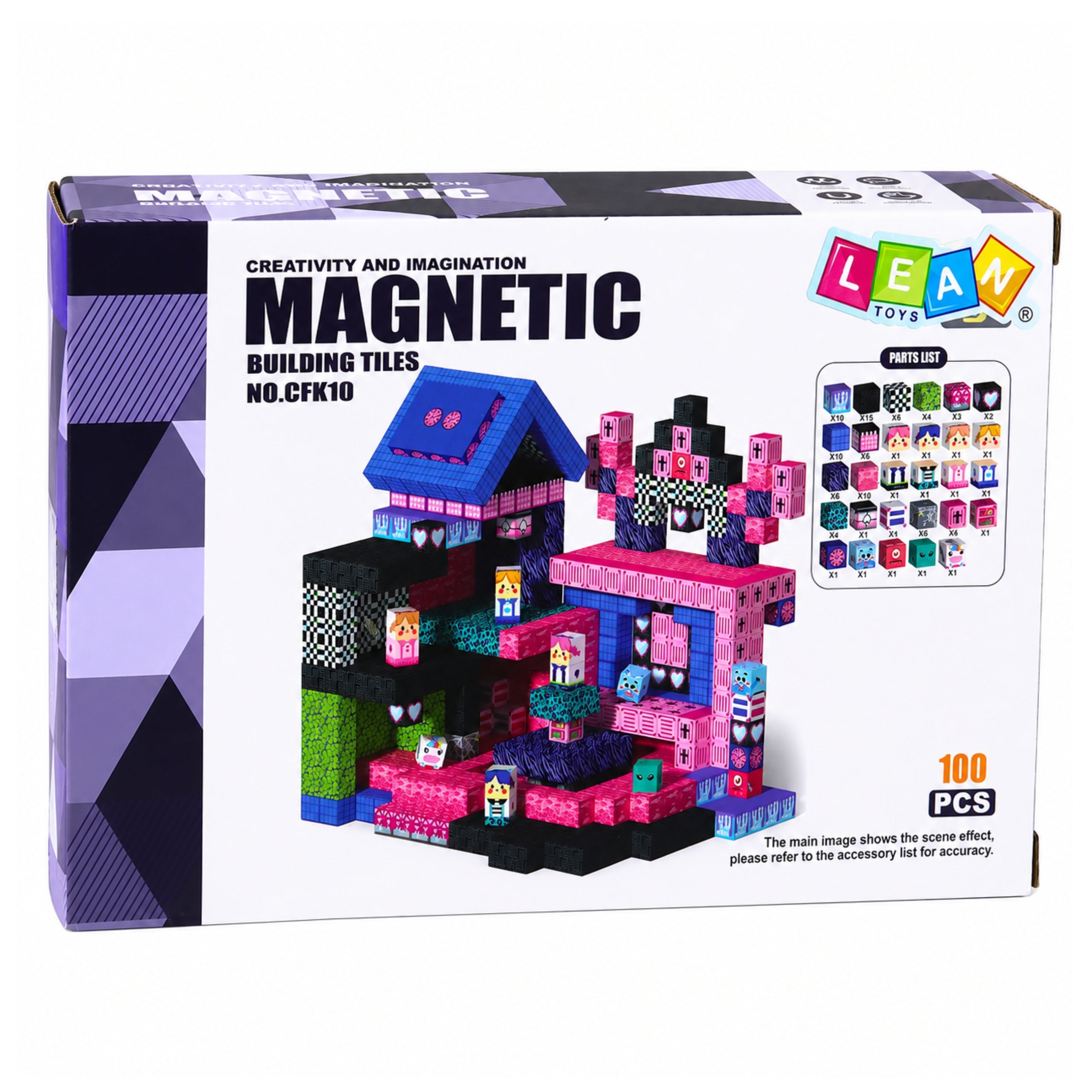 Blocs magnétiques Pixels Cubes Dés Pixel World Rose 100 Pcs.