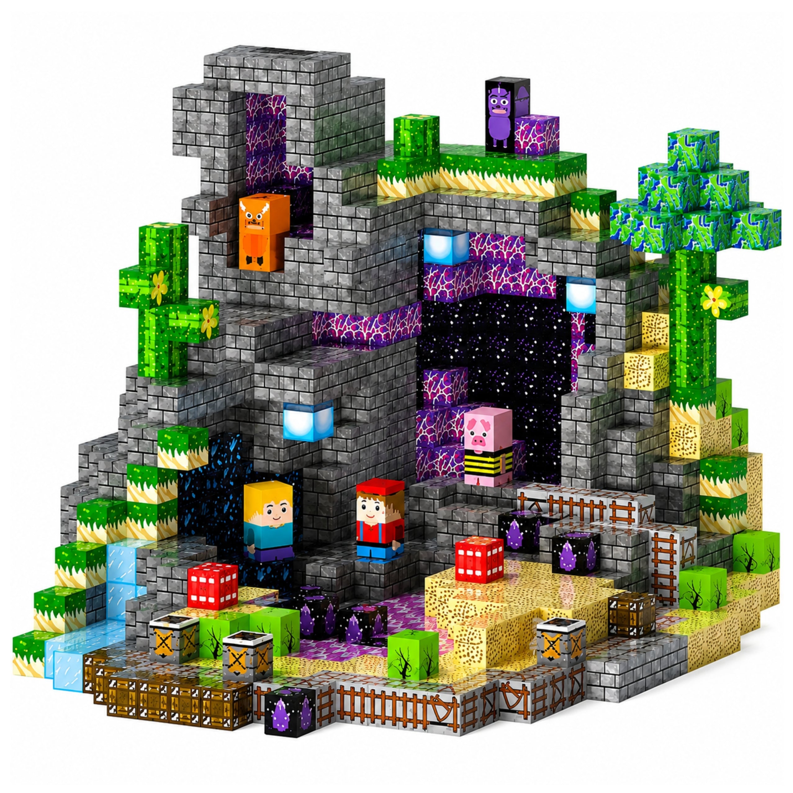 Blocos Magnéticos Pixels Cubos Cubos Square World 100 Unid.