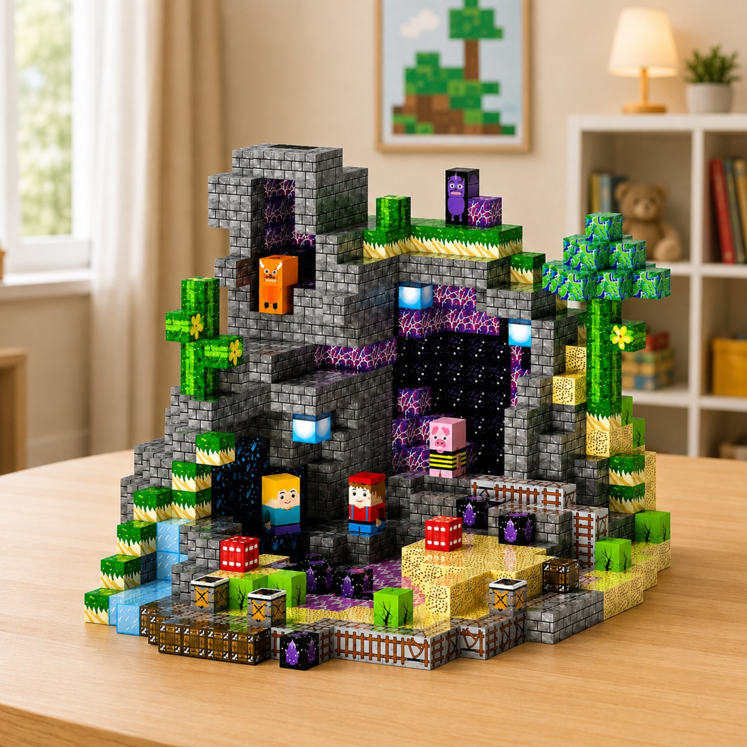 Blocos Magnéticos Pixels Cubos Cubos Square World 100 Unid.
