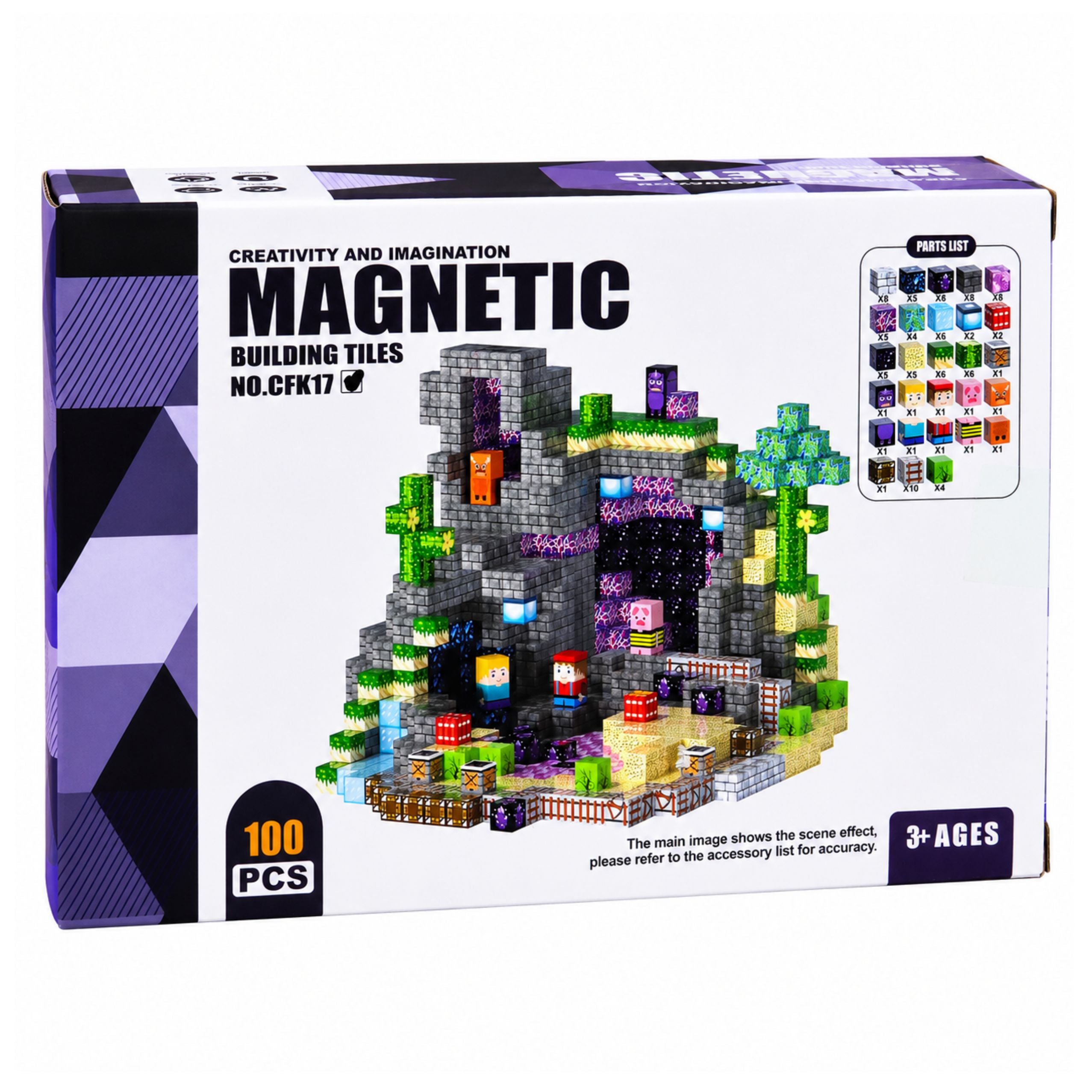 Magnetic Blocks Pixels Cubes Cubes Square World 100 Pcs.