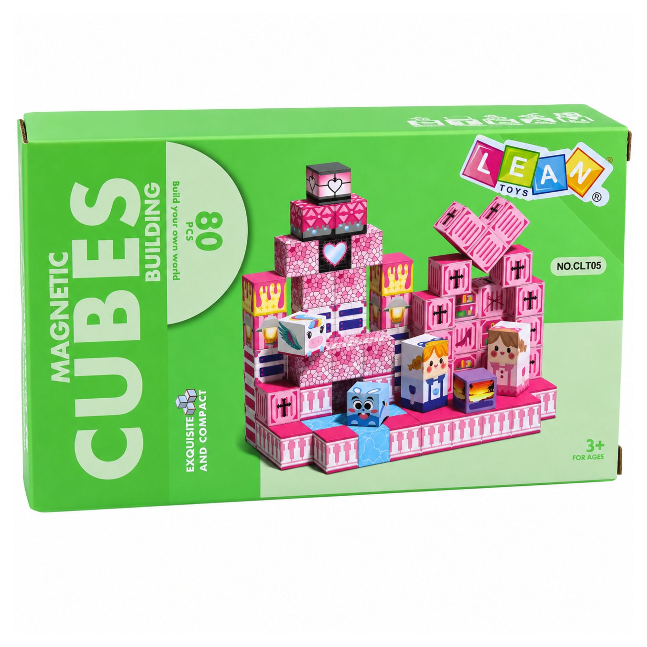 Magnetic Blocks Pixels Cubes Dice Pixel World Pink 80 Pcs.