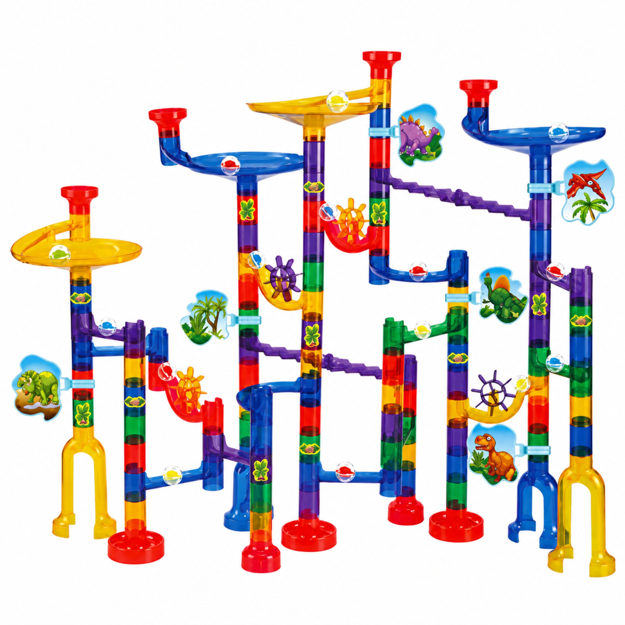 Construction Set Ball Track Tunnels Colorful Dinosaurs 192 Pcs.